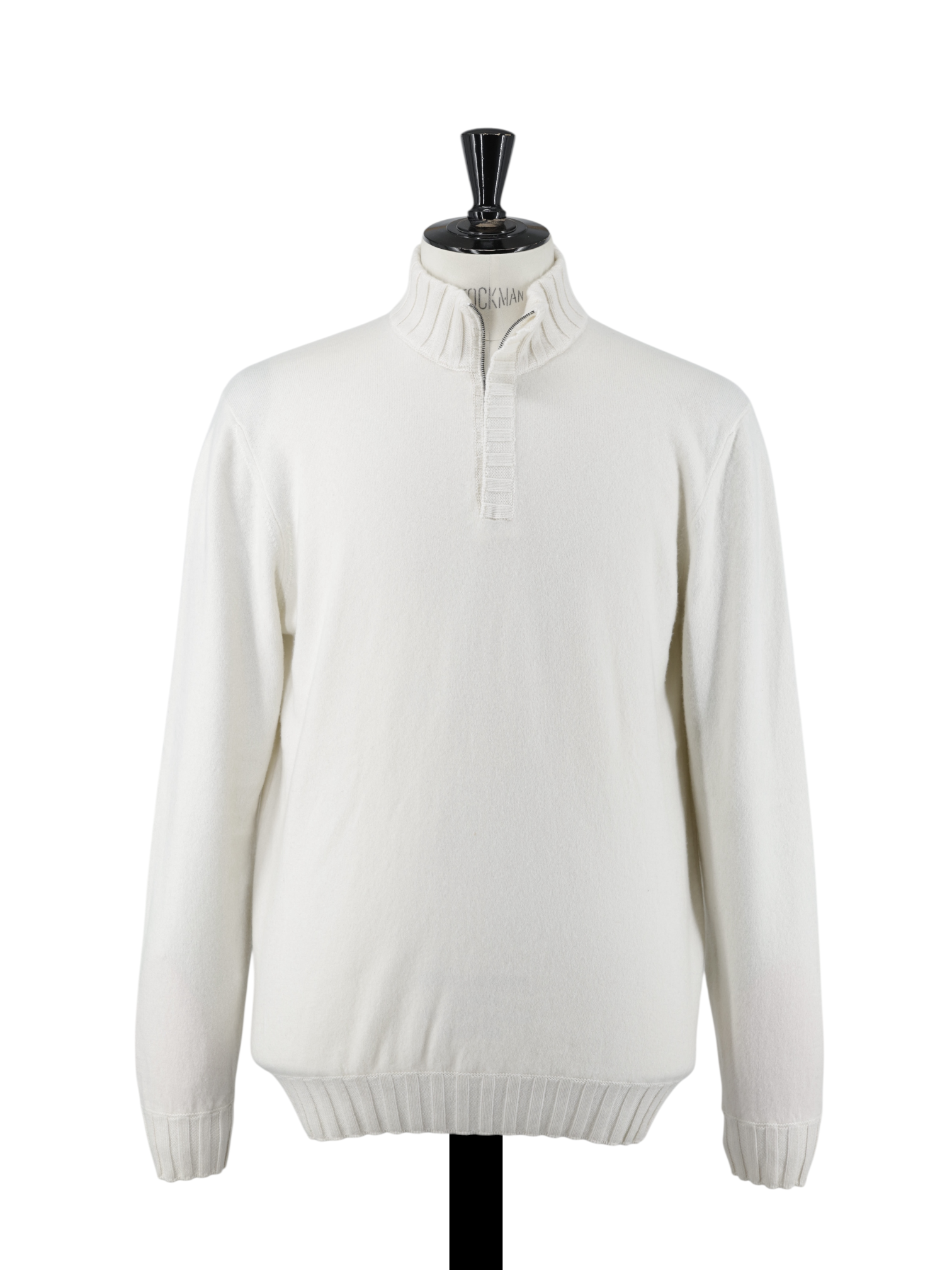 Cesare Attolini White Duvet Cashmere Half-Zip Knitwear
