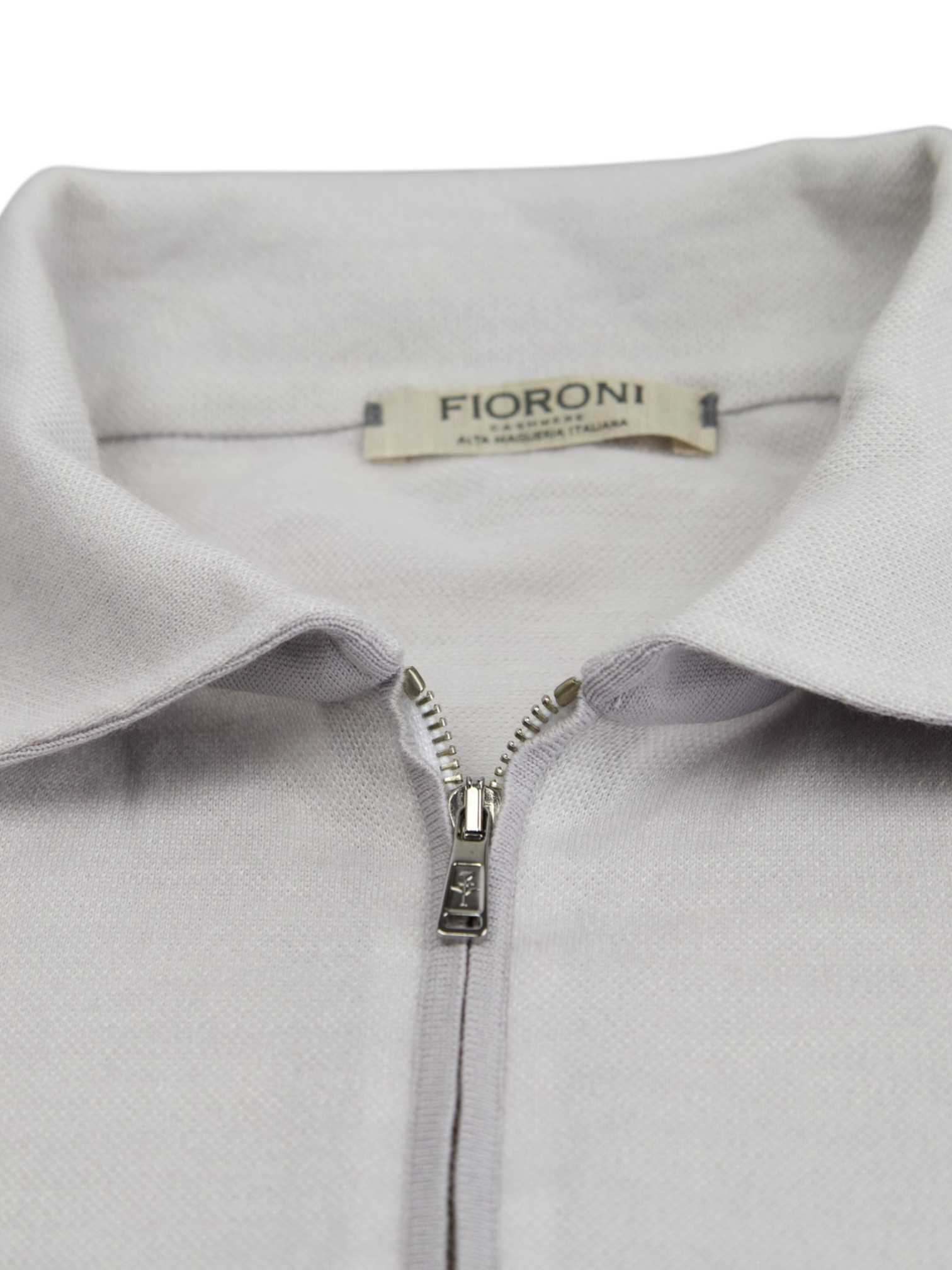 Fioroni Light Grey Wool & Cashmere Long-Sleeve Polo