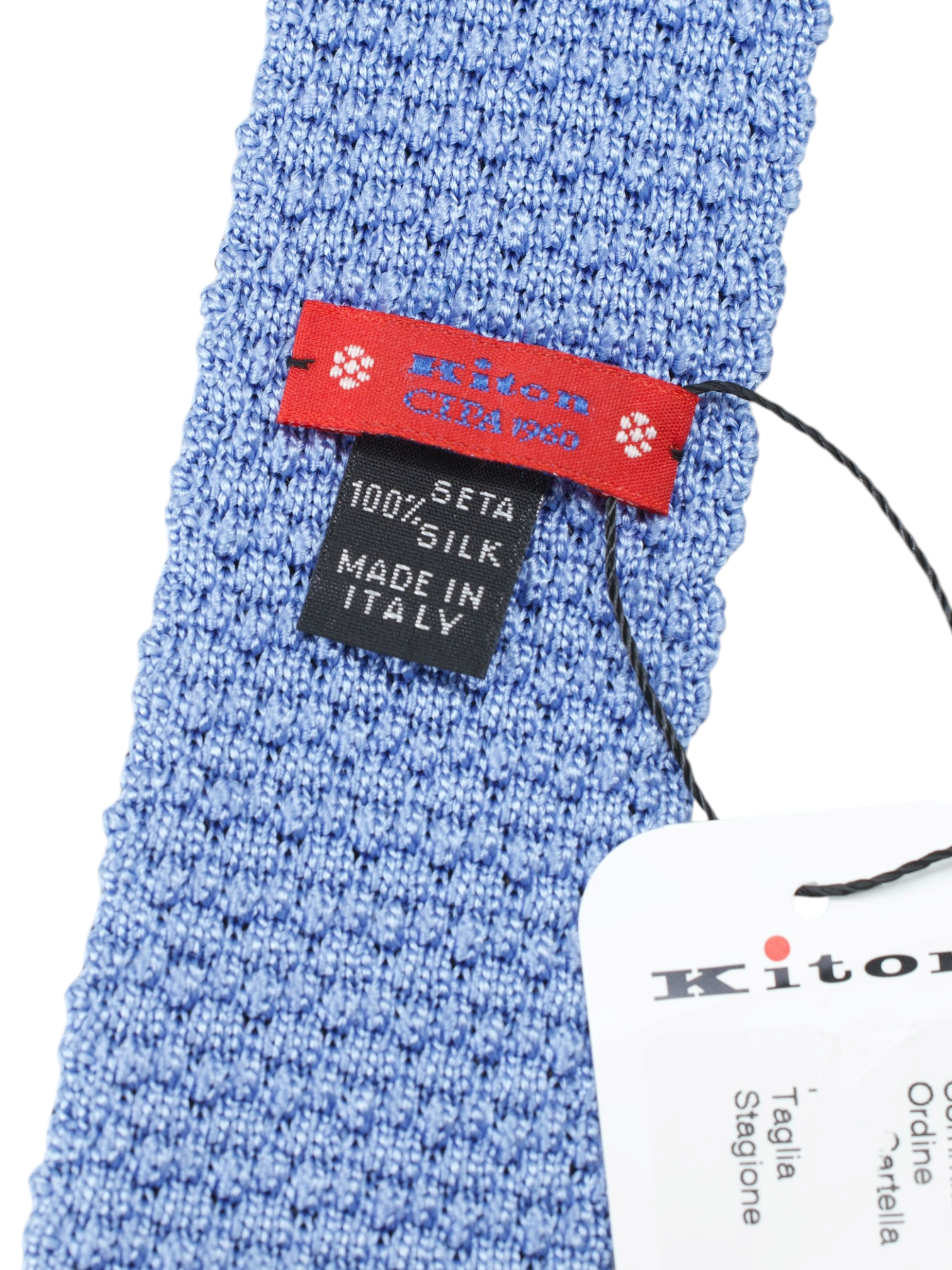 Kiton Navy & Steel Blue Reversible Knitted Silk Tie