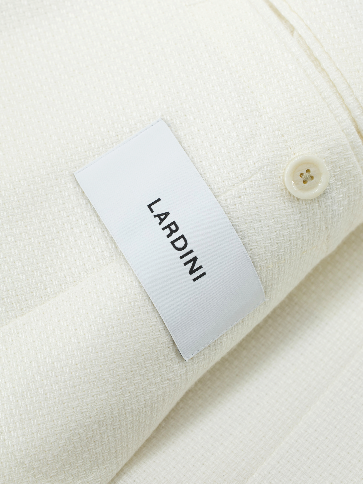 Lardini White Double Breasted Wool, Linen & Silk Hopsack Jacket