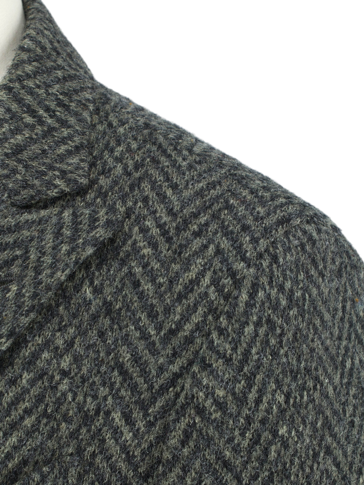 Lardini Dark Olive-Green Double-Breasted Wool Herringbone Overcoat