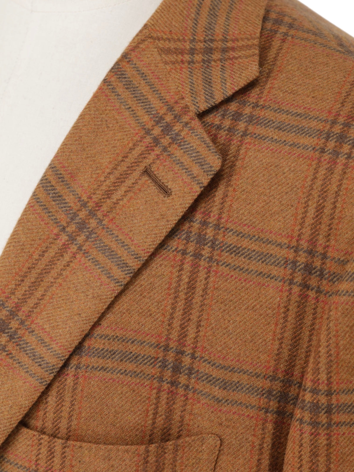Kiton Orange & Brown Pure Cashmere Checkered Jacket