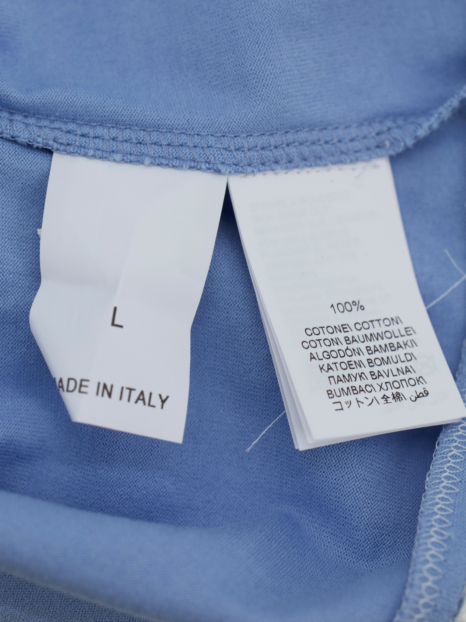 Brunello Cucinelli Light Blue Cotton Jersey Faux-Layering Crew Neck T-shirt