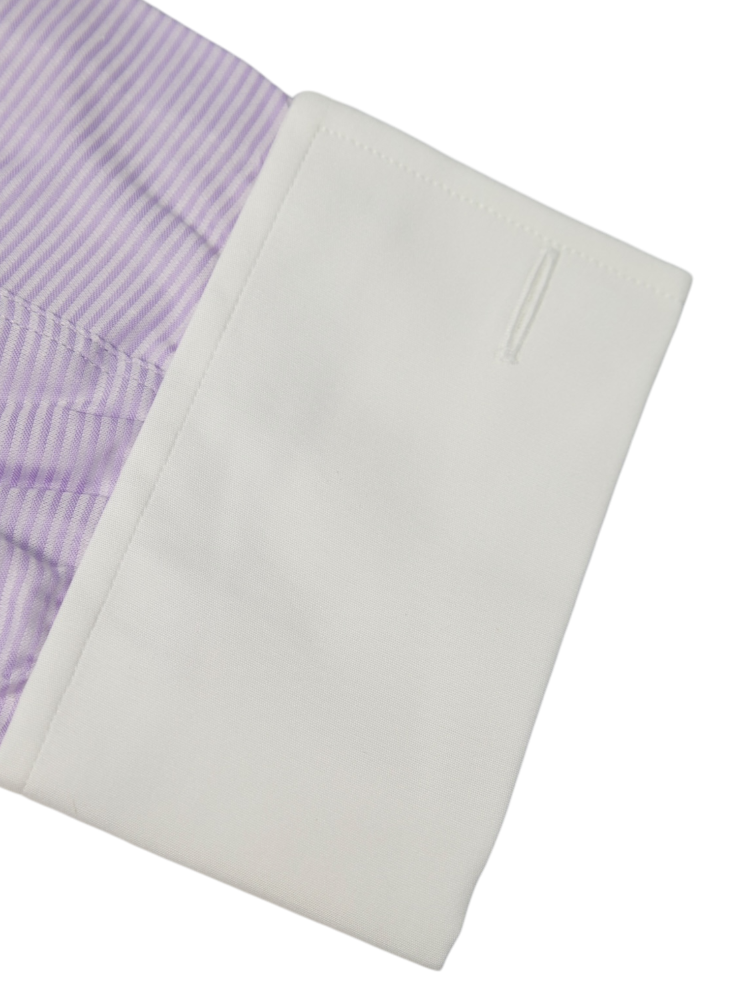 Turnbull & Asser Lavender Contrast Collar Horizontal-Stripe Shirt