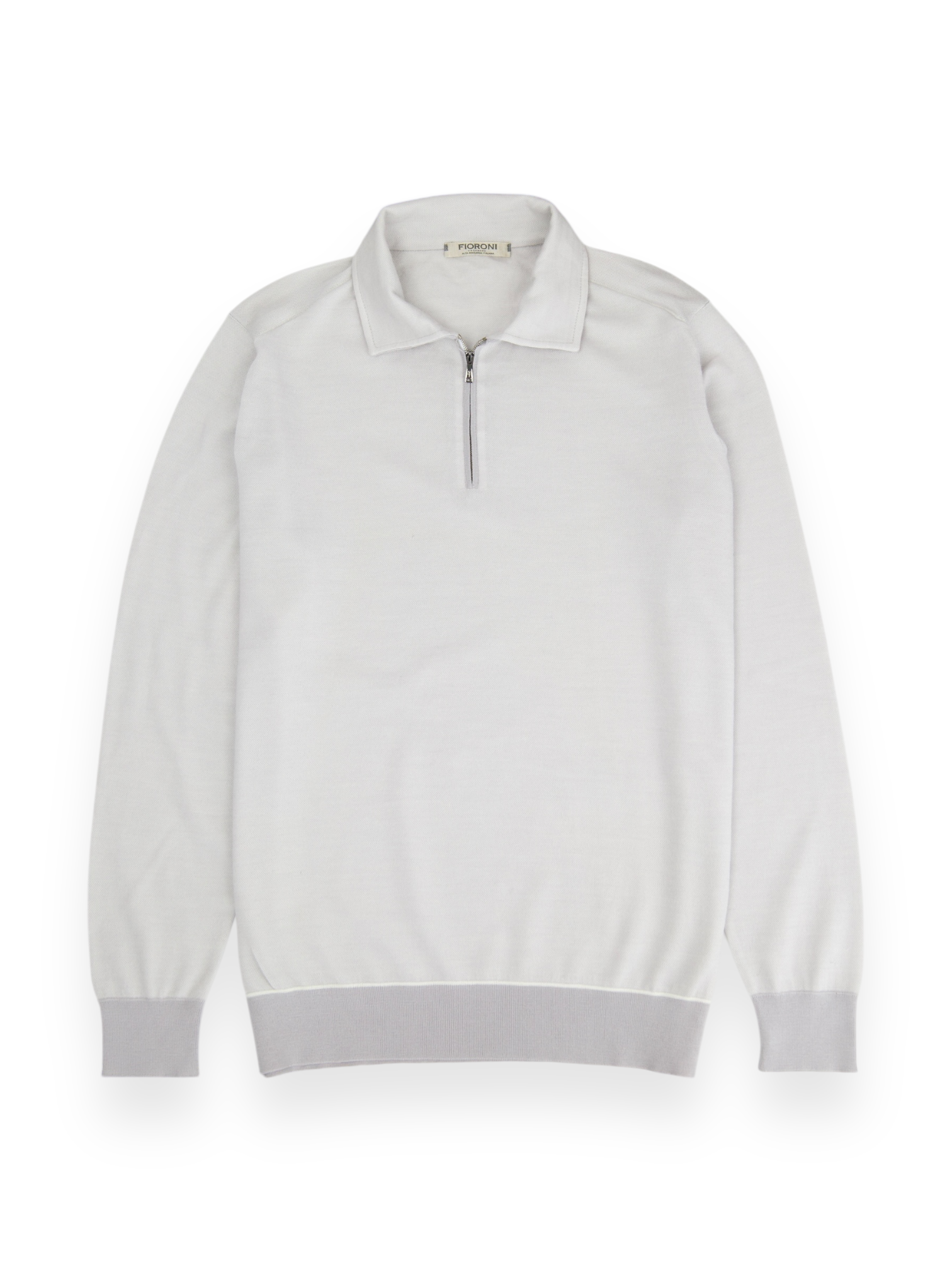 Fioroni Light Grey Wool & Cashmere Long-Sleeve Polo