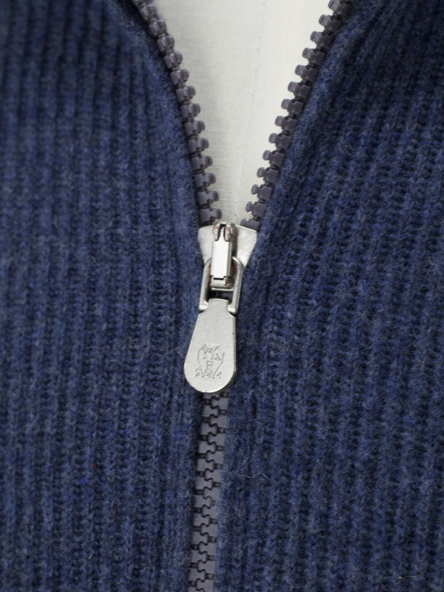 Brunello Cucinelli Steel Blue Wool, Cashmere & Silk Zip-Up Sweater
