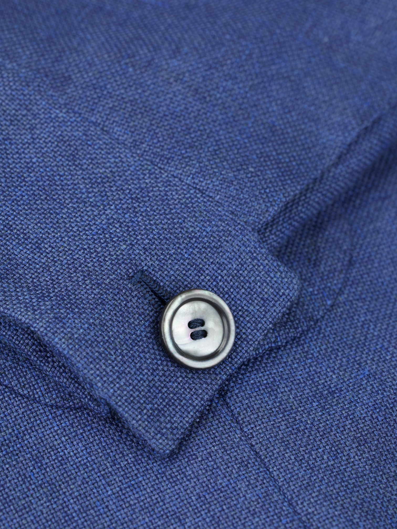 Cesare Attolini Cobalt Blue Wool, Silk & Linen Hopsack Safari-Overshirt