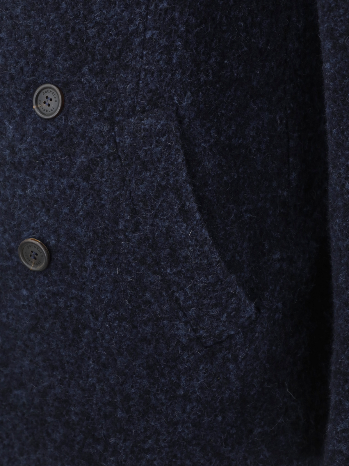 Brunello Cucinelli Dark Blue Plushy Alpaca-Blend Double Breasted Coat