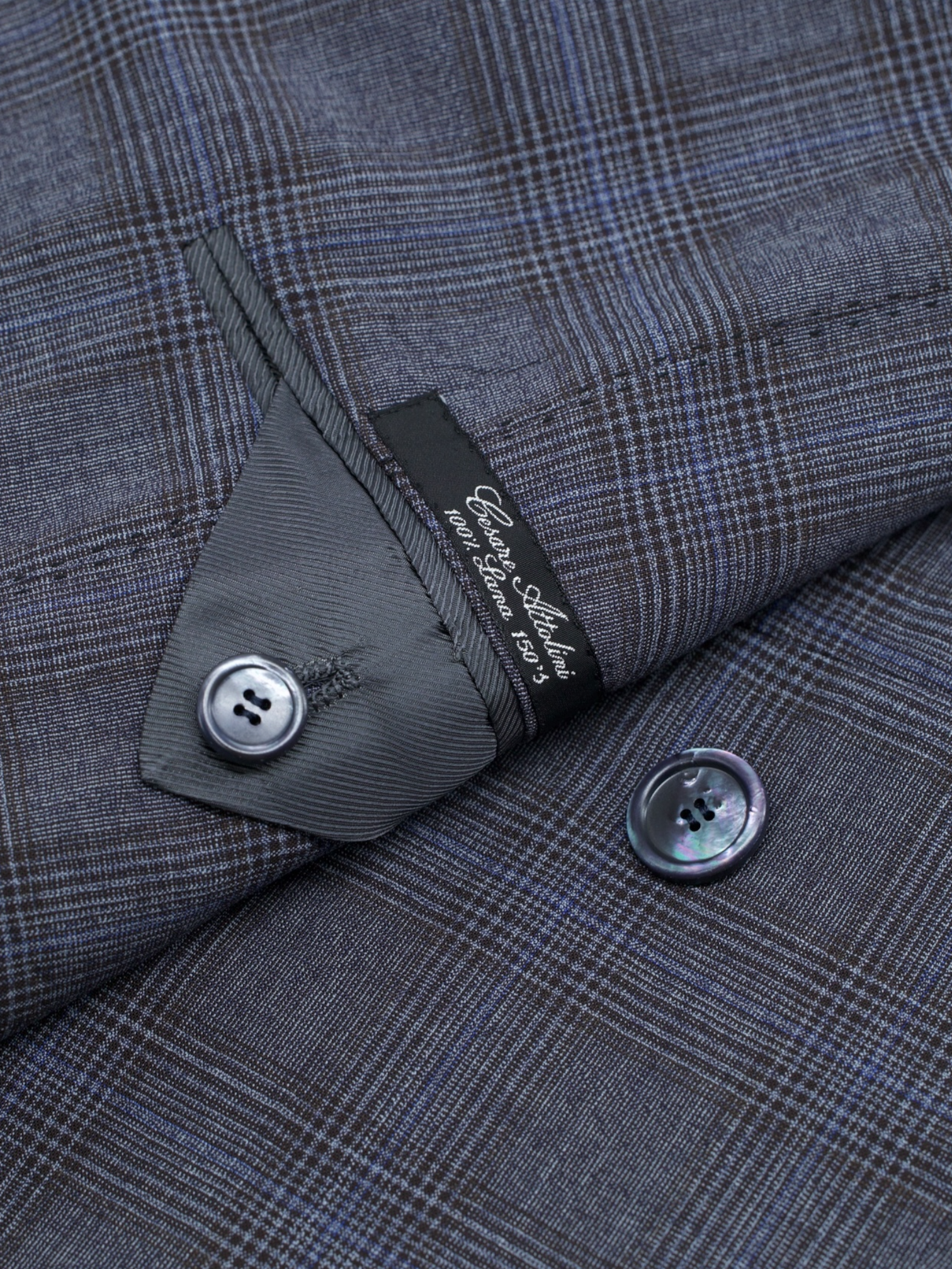 Cesare Attolini Steel Grey Double Breasted Super 150's Wool Glenplaid Jacket