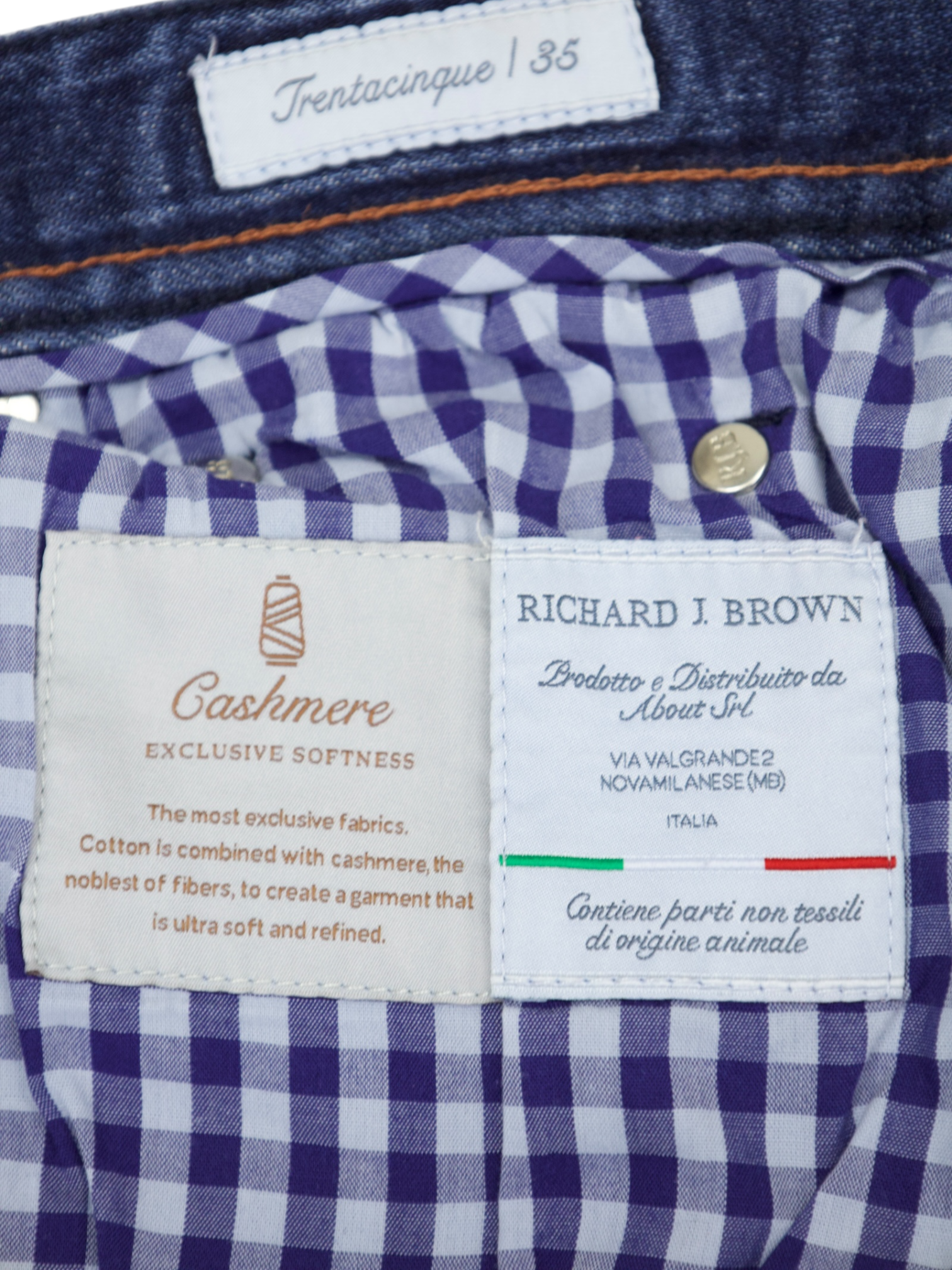 Richard J. Brown Dark Blue Cotton & Cashmere Denim Jeans