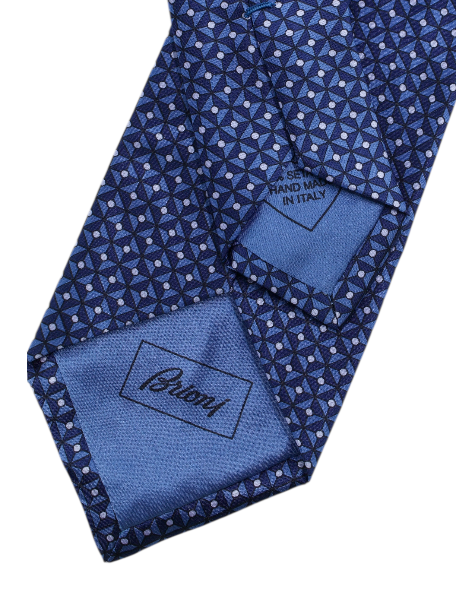 Brioni Royal Blue Madder Silk Geometric Pattern Tie