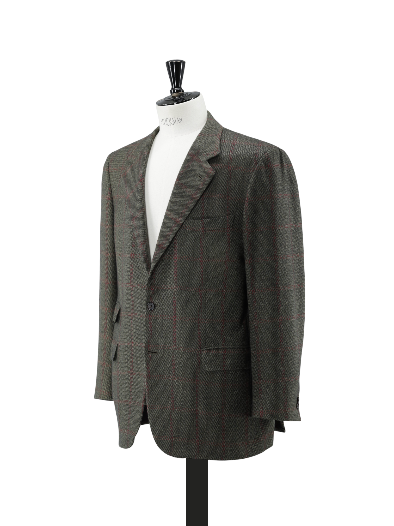 Brioni Olive Green & Red Pure Cashmere Windowpane Jacket