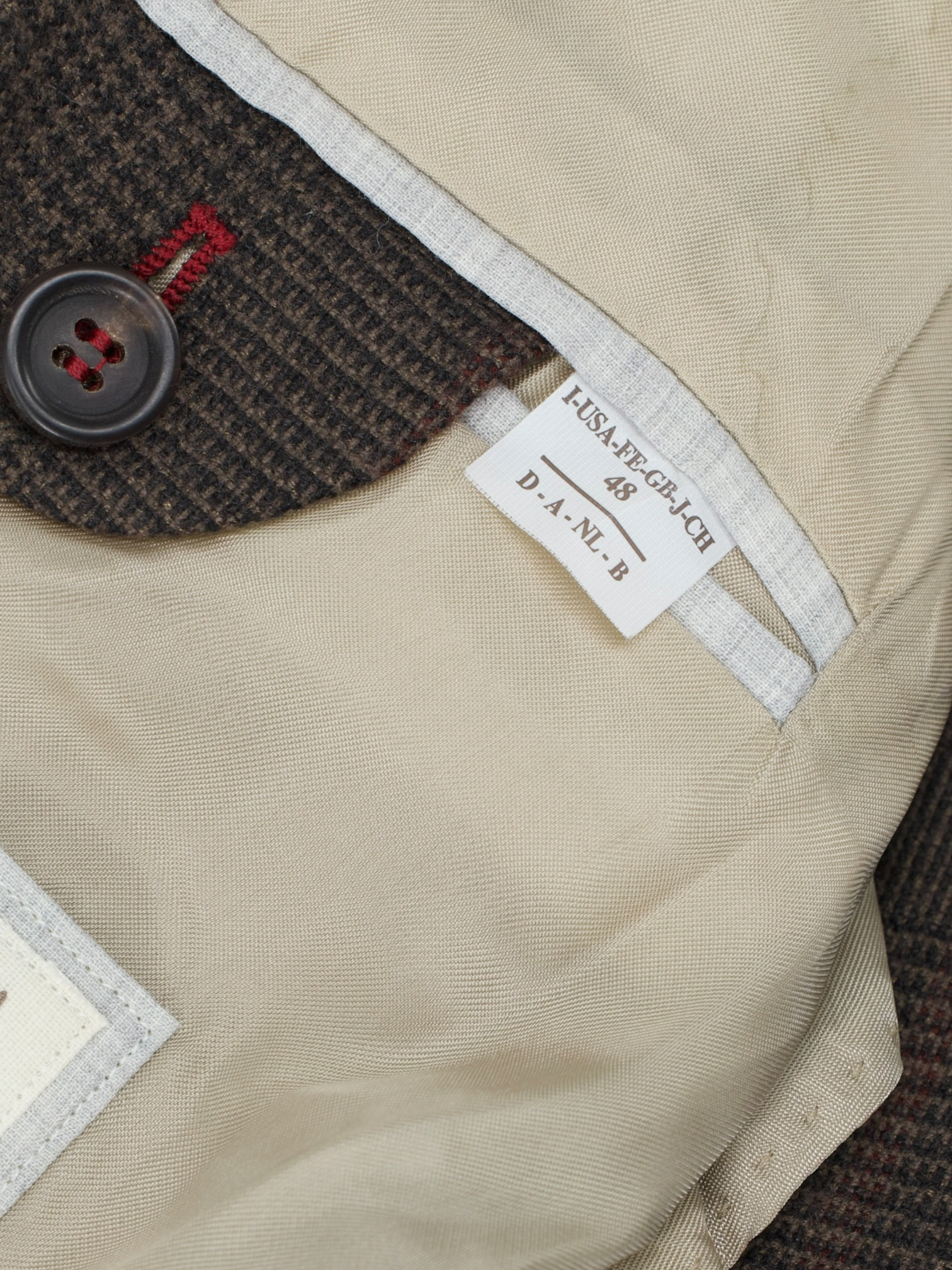 Brunello Cucinelli Dark Brown & Burgundy Wool & Cashmere Glenplaid Jacket