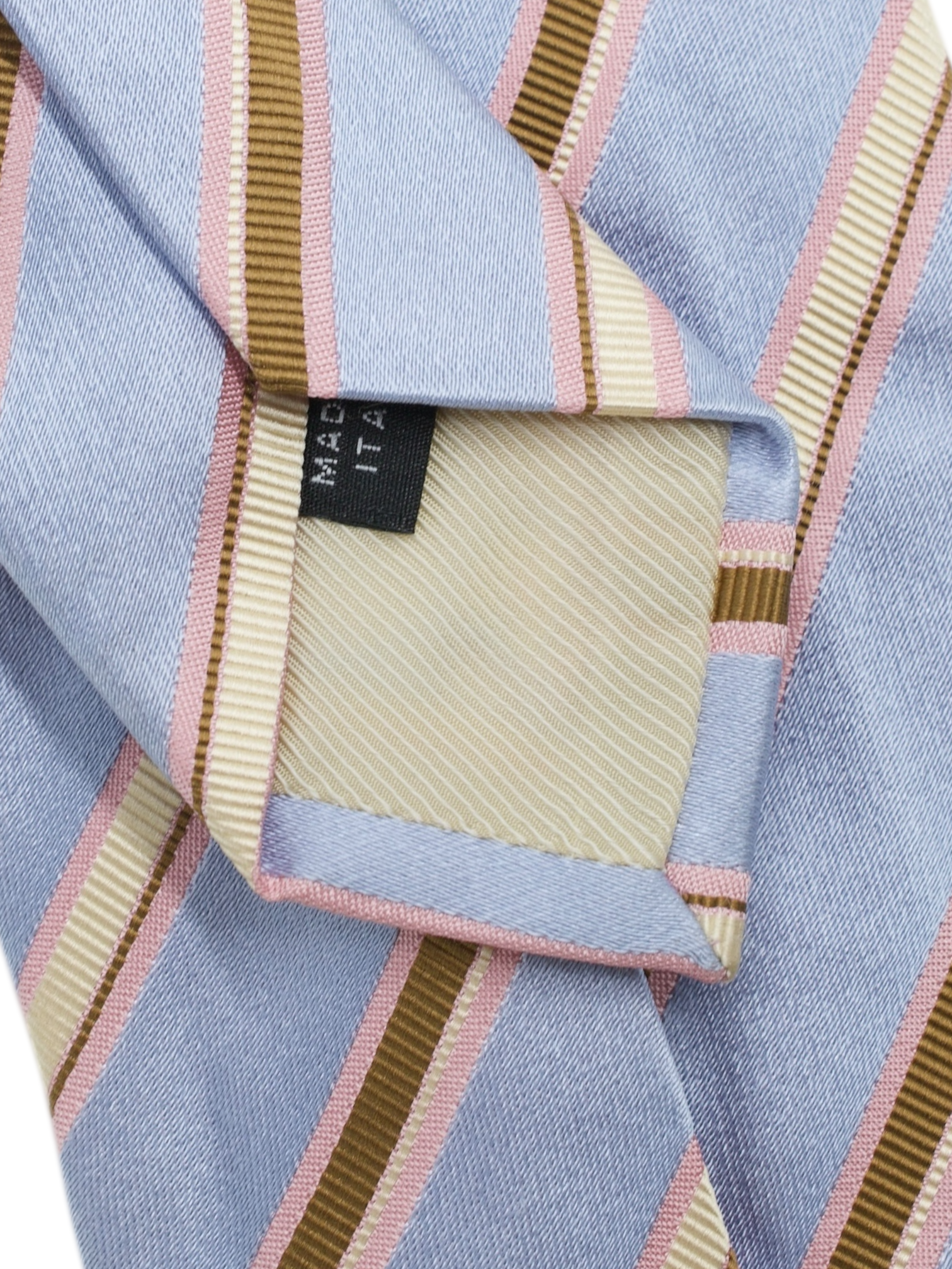 Luigi Borrelli 5-Fold Ice Blue & Pink Silk Multi-Striped Tie