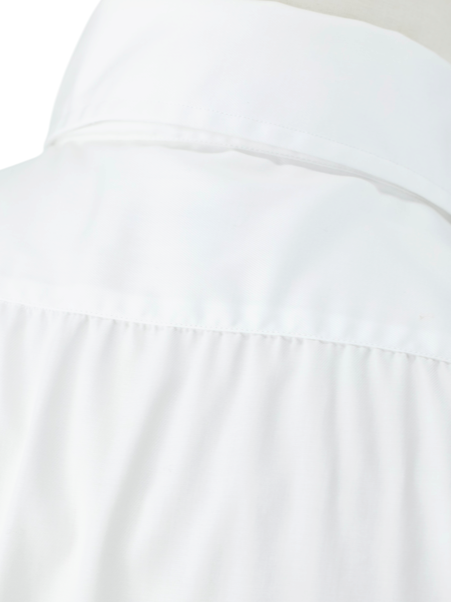 Finamore Esclusiva White One-Piece Collar Cotton Twill Shirt