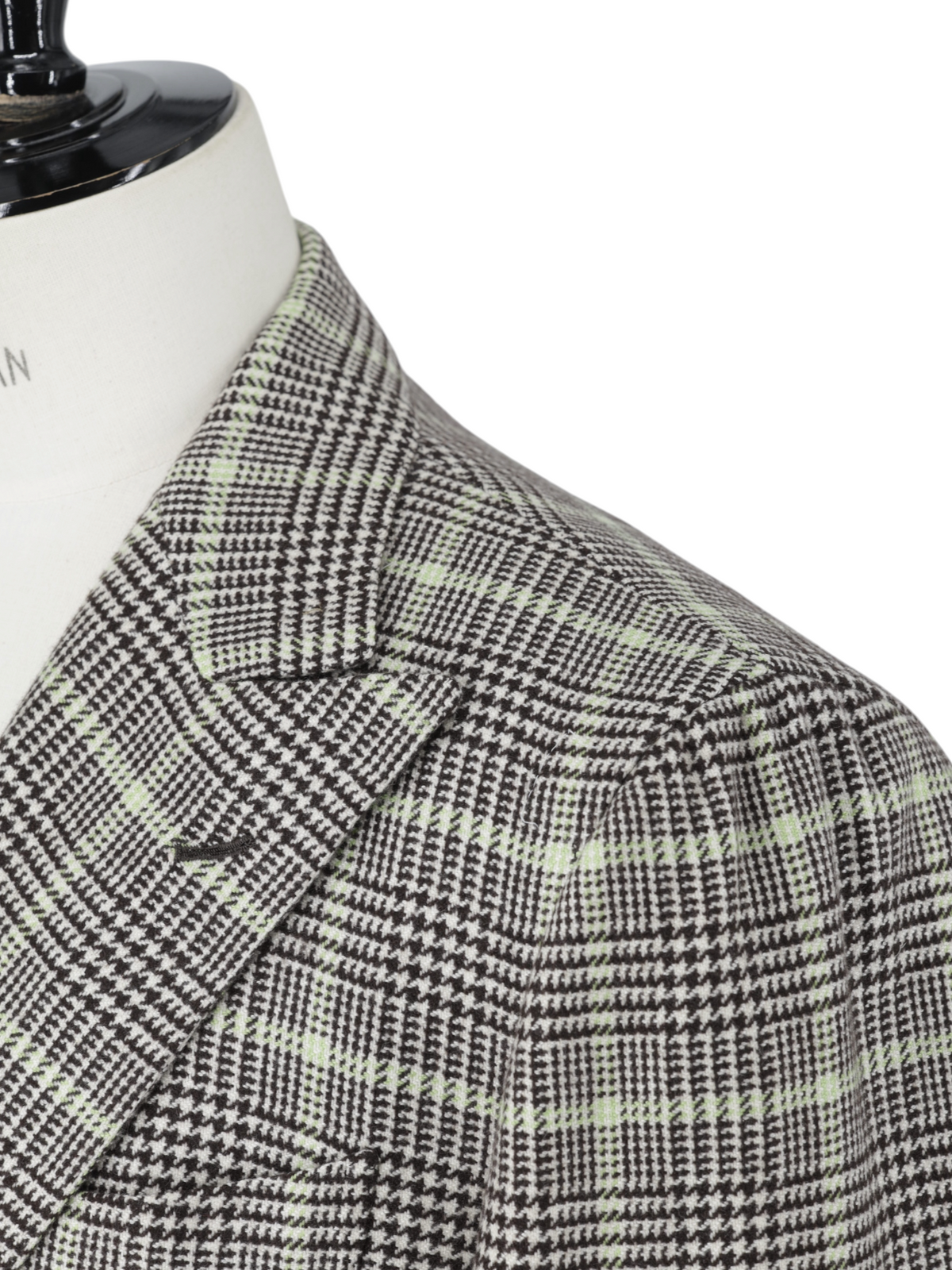 Luigi Borrelli Grey & Light Green Pure Cashmere Prince of Wales Jacket