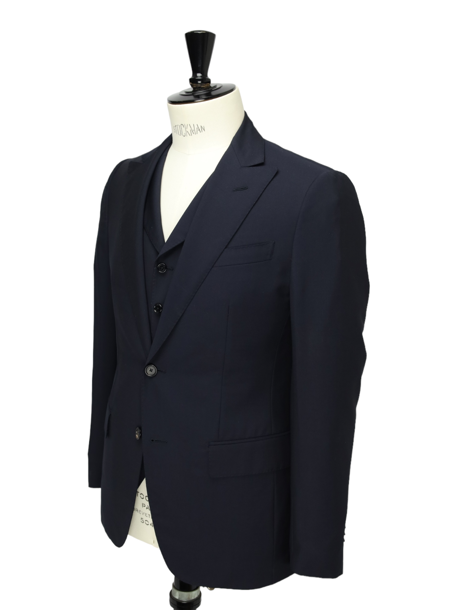 Caruso Navy 3-Piece Wool & Mohair Suit
