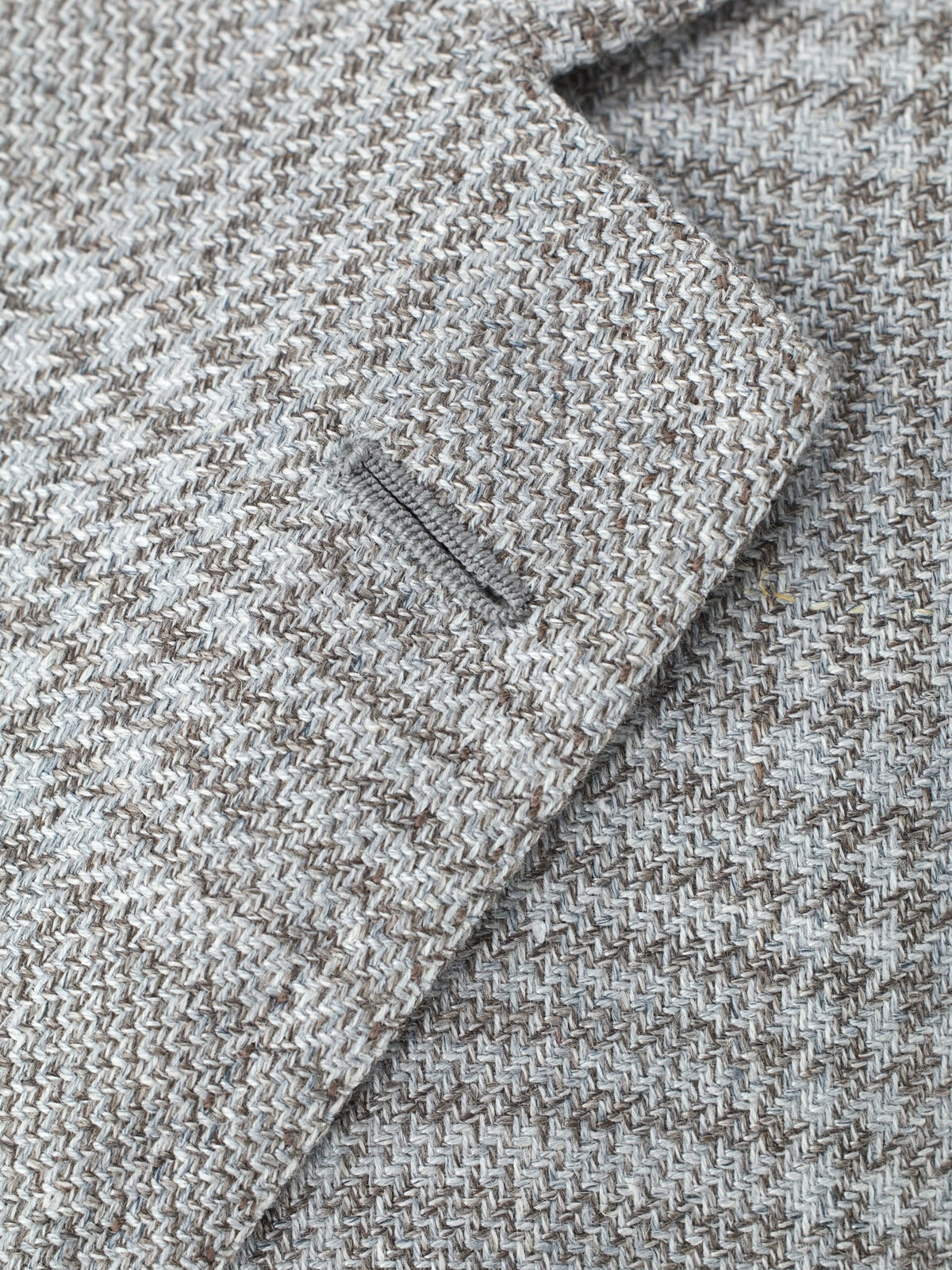 Cesare Attolini Taupe & Ice Blue Wool, Silk & Linen Glenplaid Jacket