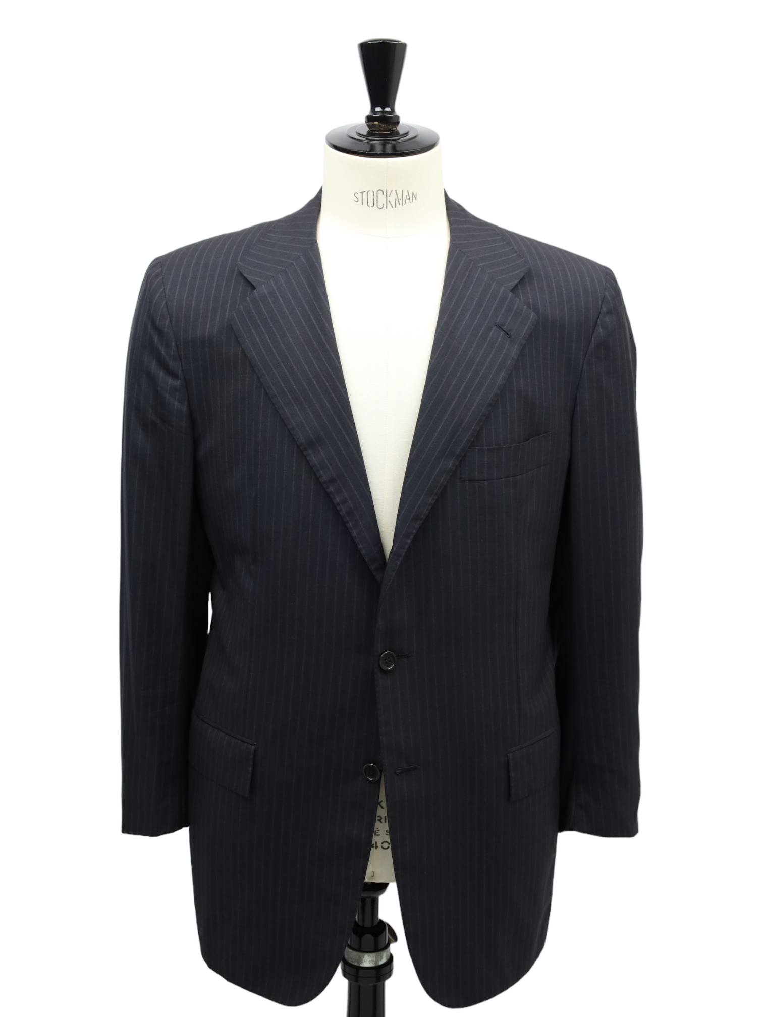 Kiton Dark Grey Super 180's "Blanc Blu" Pinstripe Suit