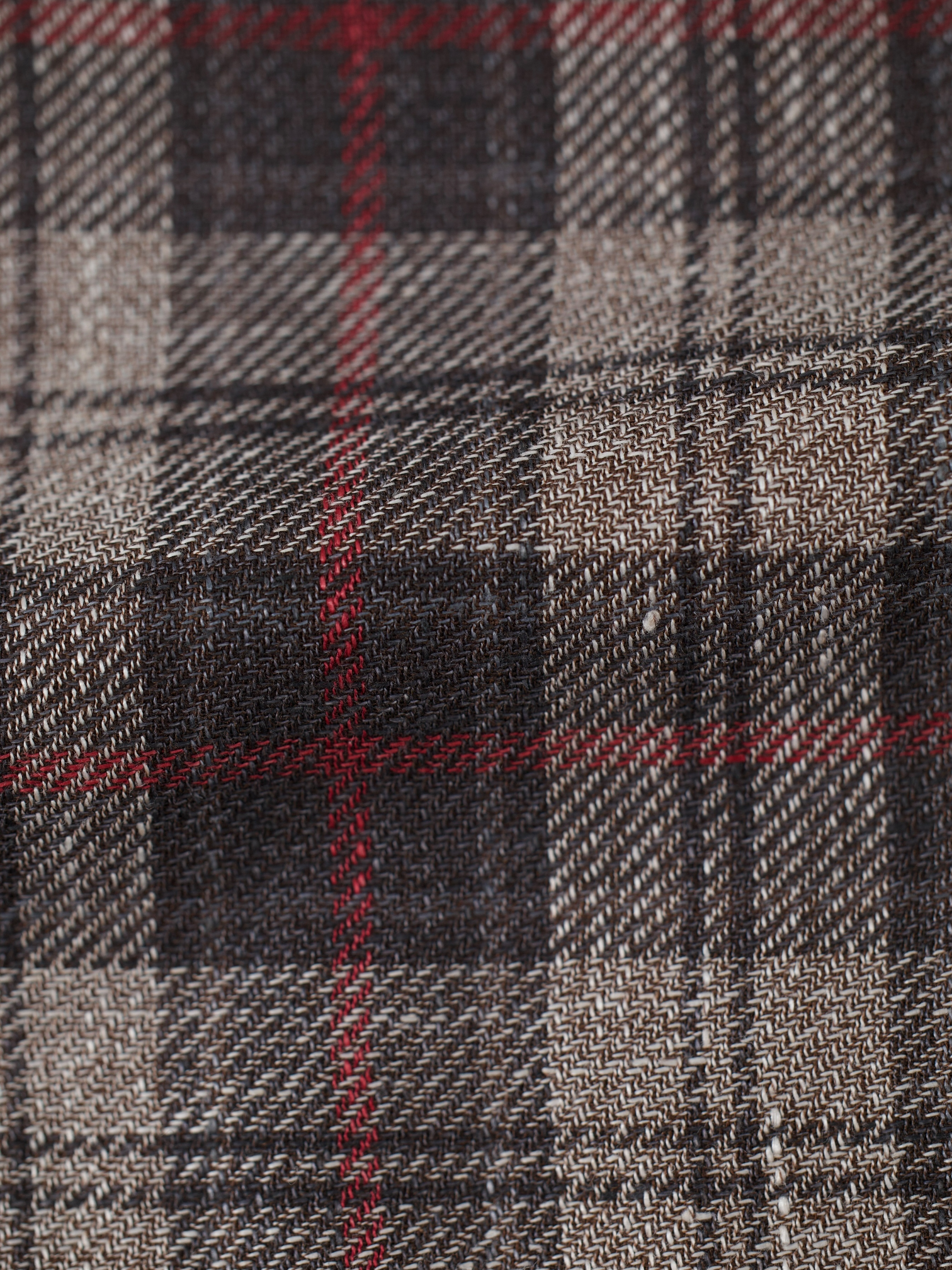 Ermenegildo Zegna Light Brown & Red Linen, Wool & Silk Tartan Mila Jacket