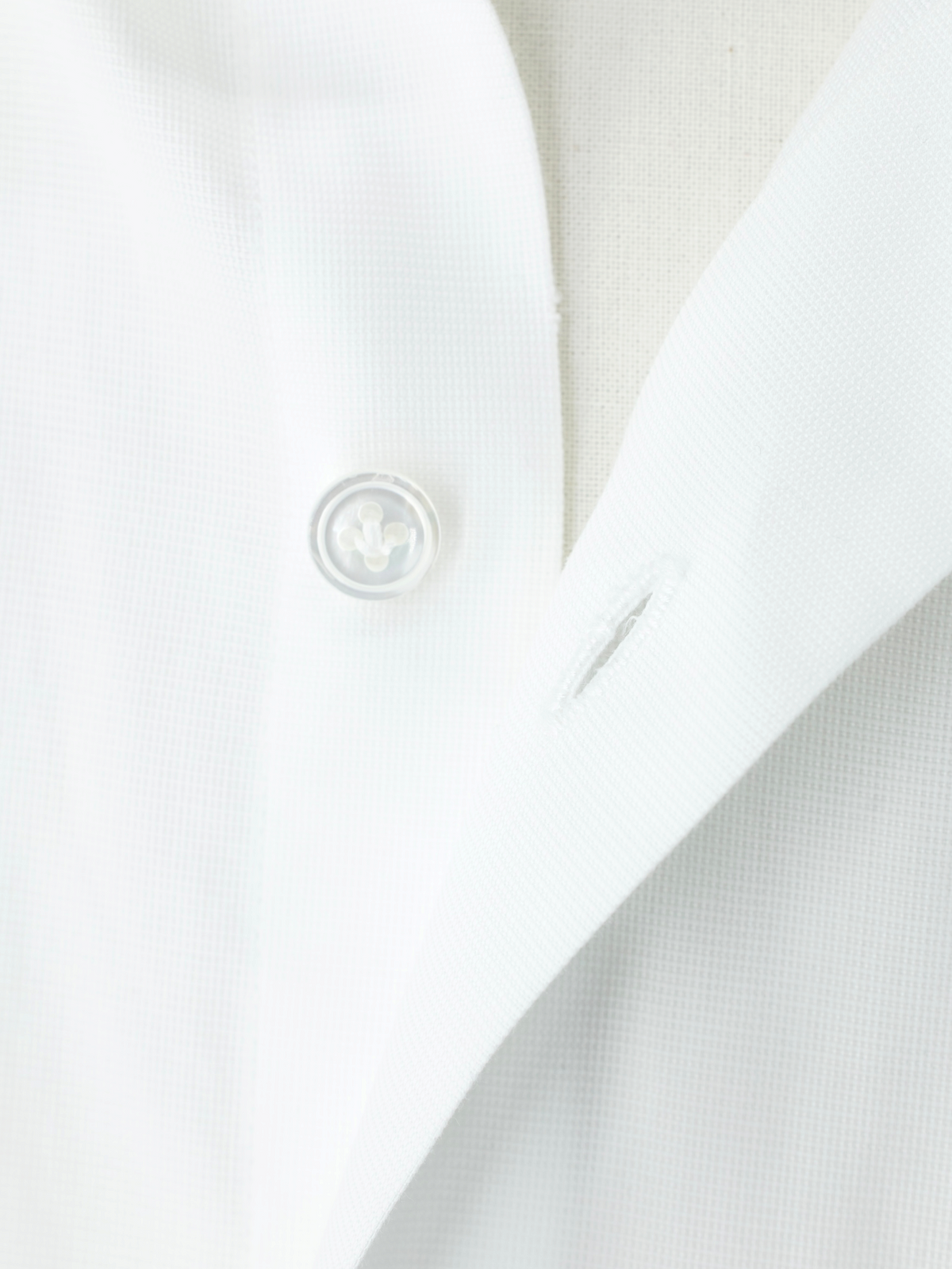 Finamore White Dobby-Cotton Spread-Collar Shirt