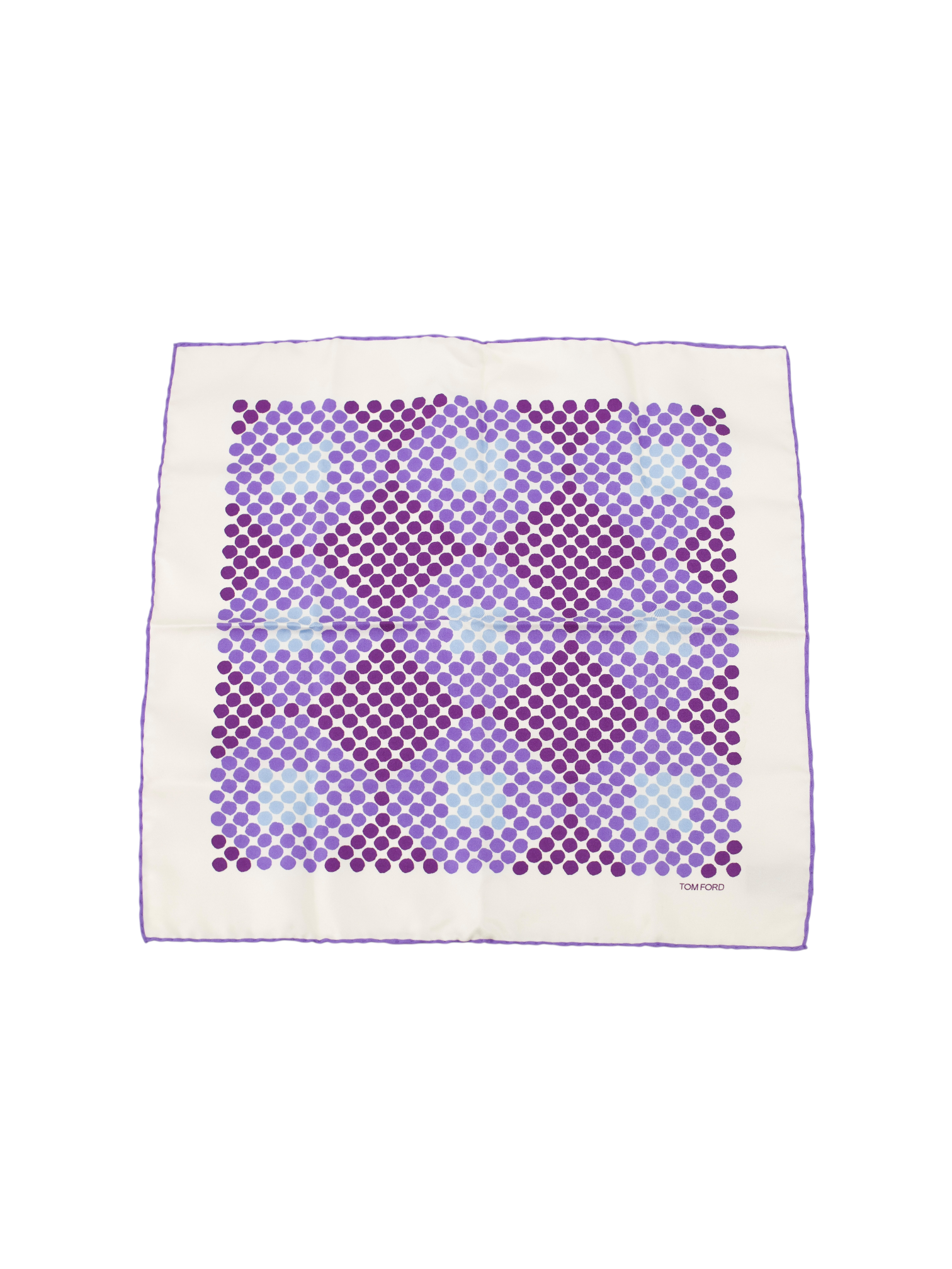Tom Ford White & Purple Silk Geometric Pocket Square