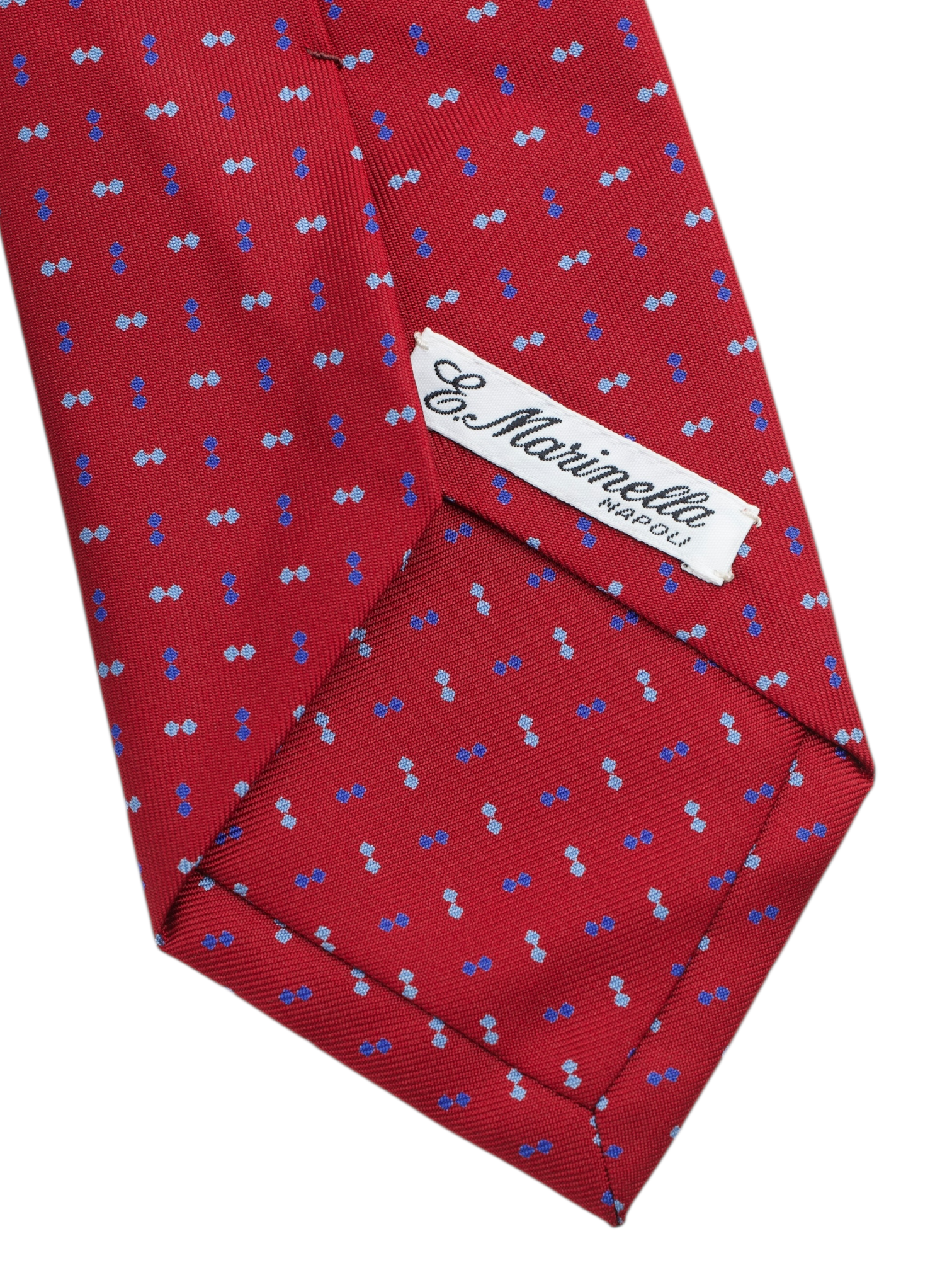 E.Marinella 3-Fold Red & Blue Silk Geometric Pattern Tie