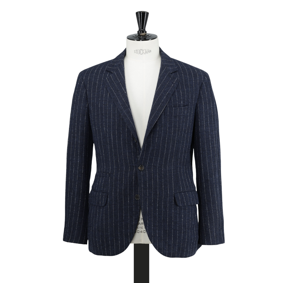 Brunello Cucinelli Navy Alpaca, Stretch & Linen Bouclé Pinstripe Suit