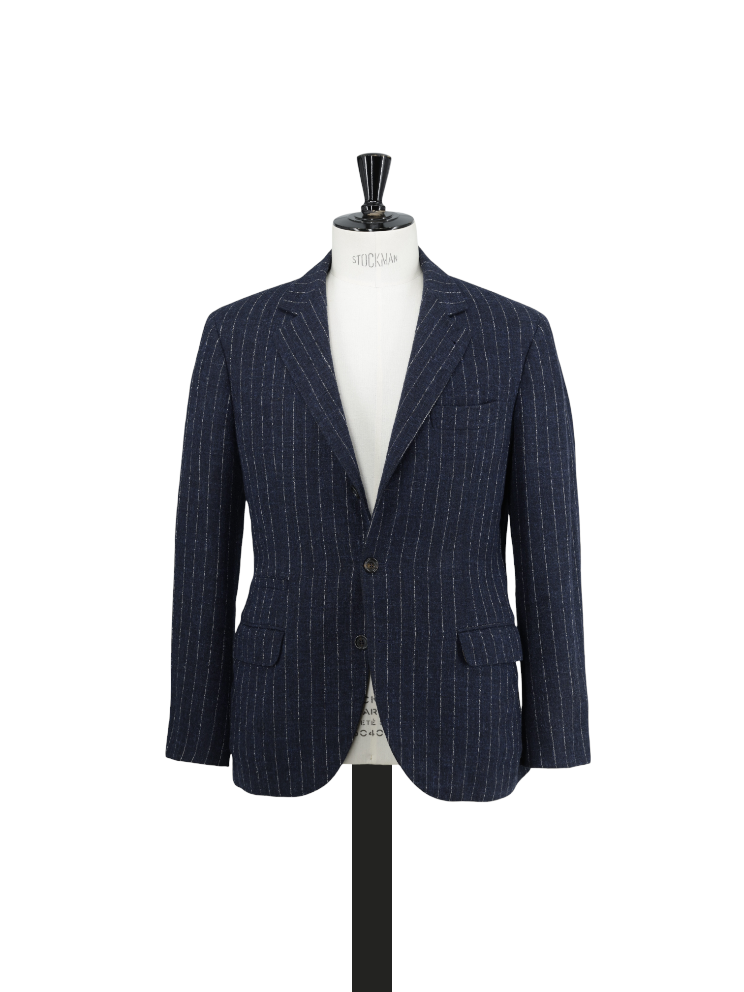 Brunello Cucinelli Navy Alpaca, Stretch & Linen Bouclé Pinstripe Suit