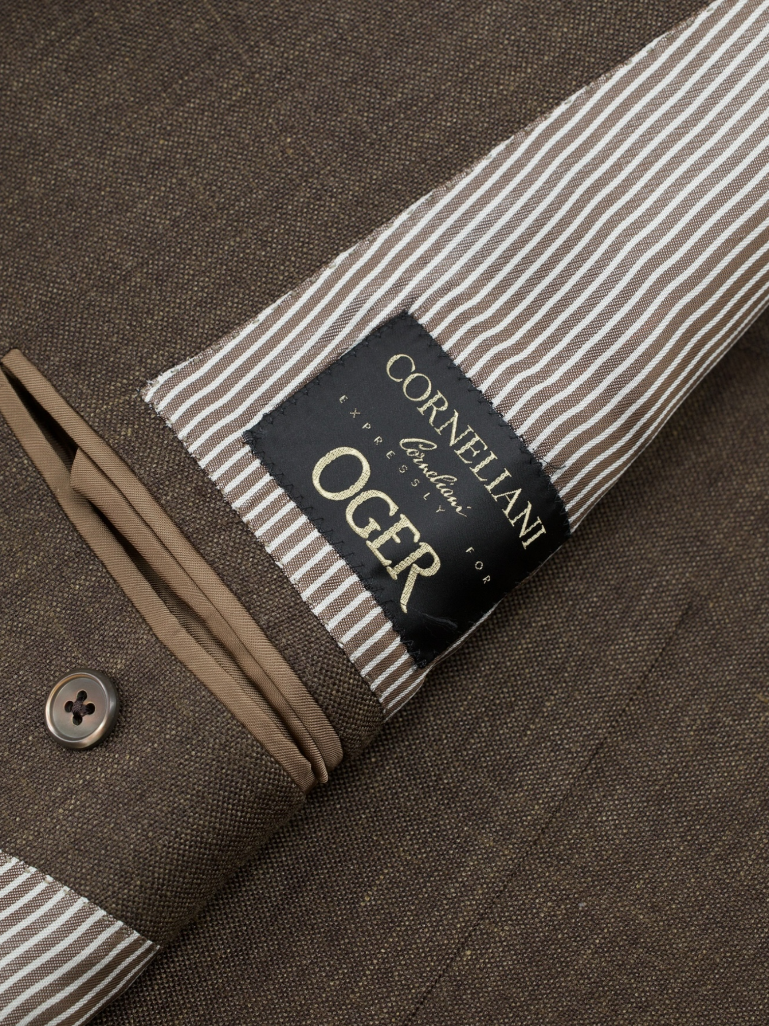 Corneliani Brown Wool, Silk & Linen Pinpoint Summer Jacket