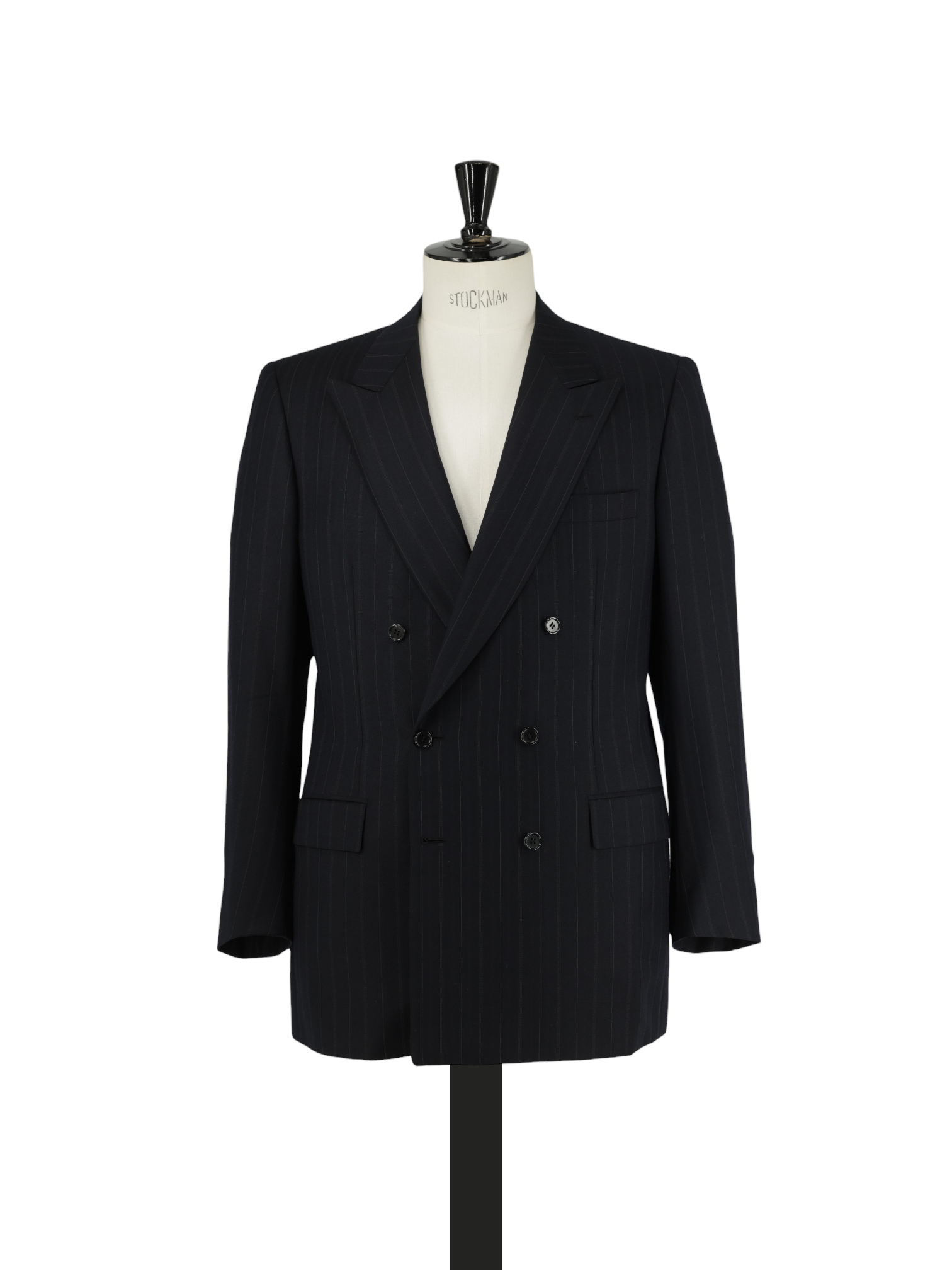 Brioni Navy Vintage Wool Double-Breasted Multi Pinstripe Suit