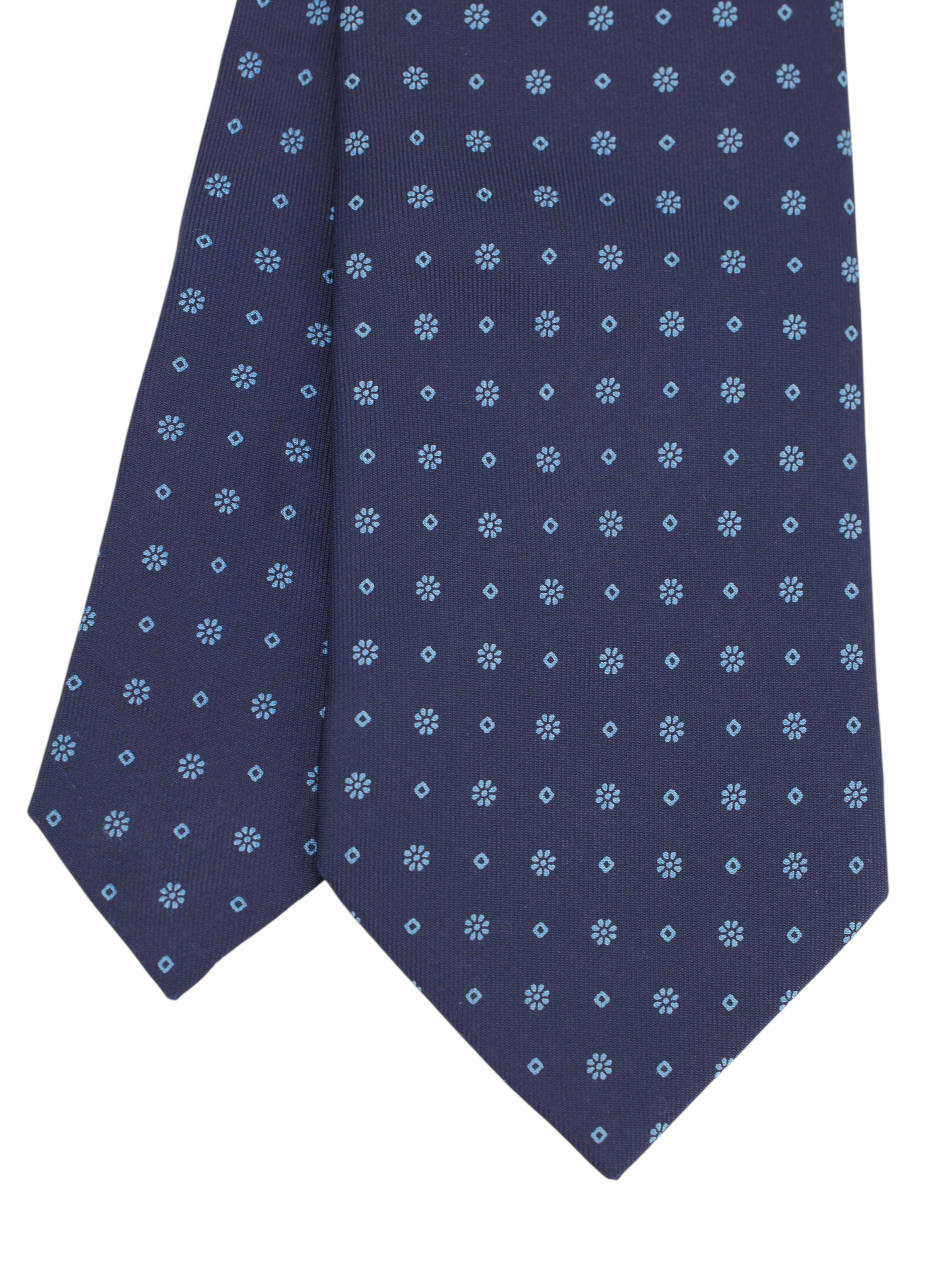 E.Marinella Navy & Light Blue Silk Floral Tie