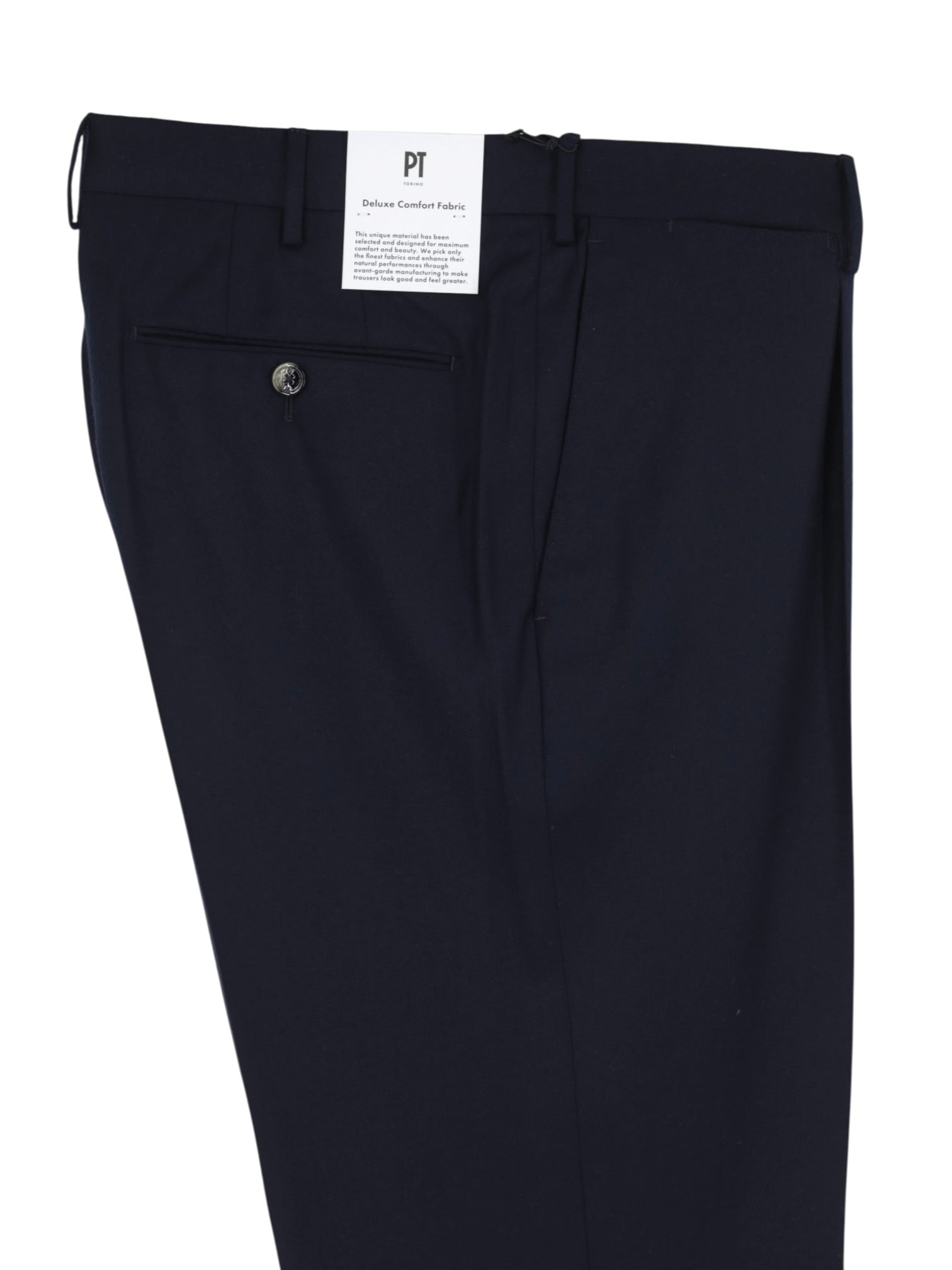 PT01 Navy Fleece Wool & Silk Pleated Trousers