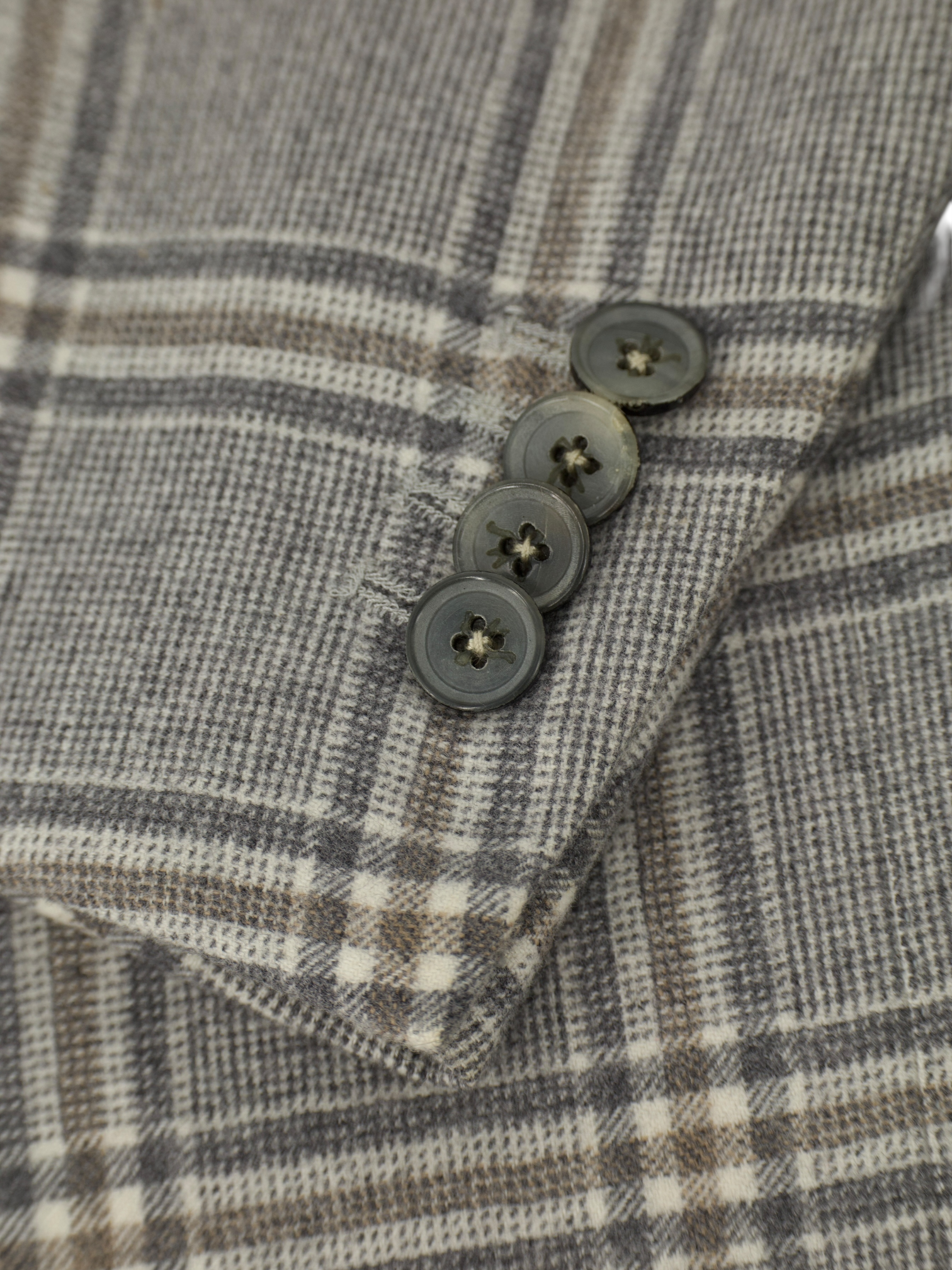 Isaia Taupe Super 130's Saxony Wool Glenplaid Winter Jacket