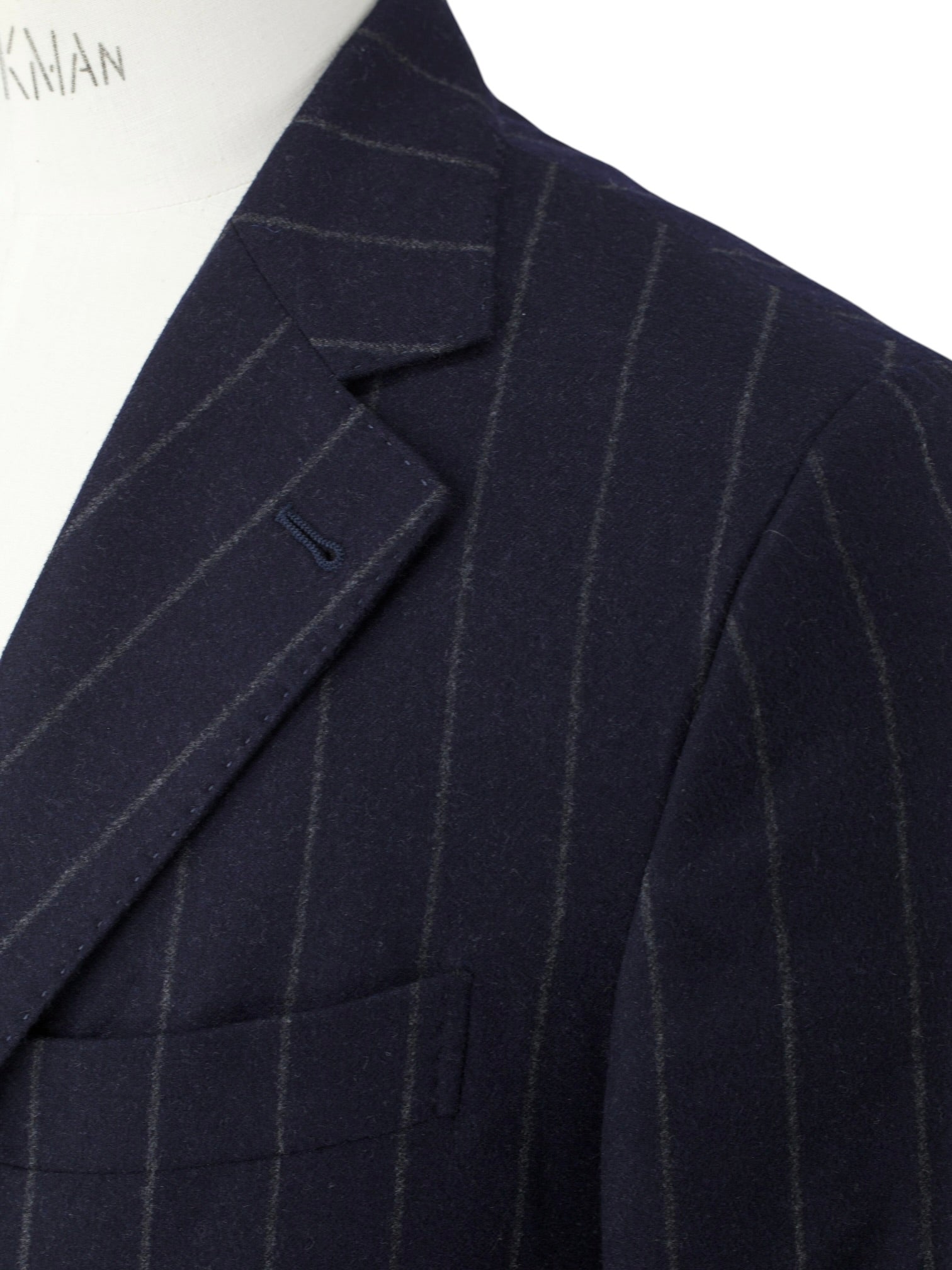 Brunello Cucinelli Navy Wool & Cashmere Elbow-Patch Chalkstripe Jacket