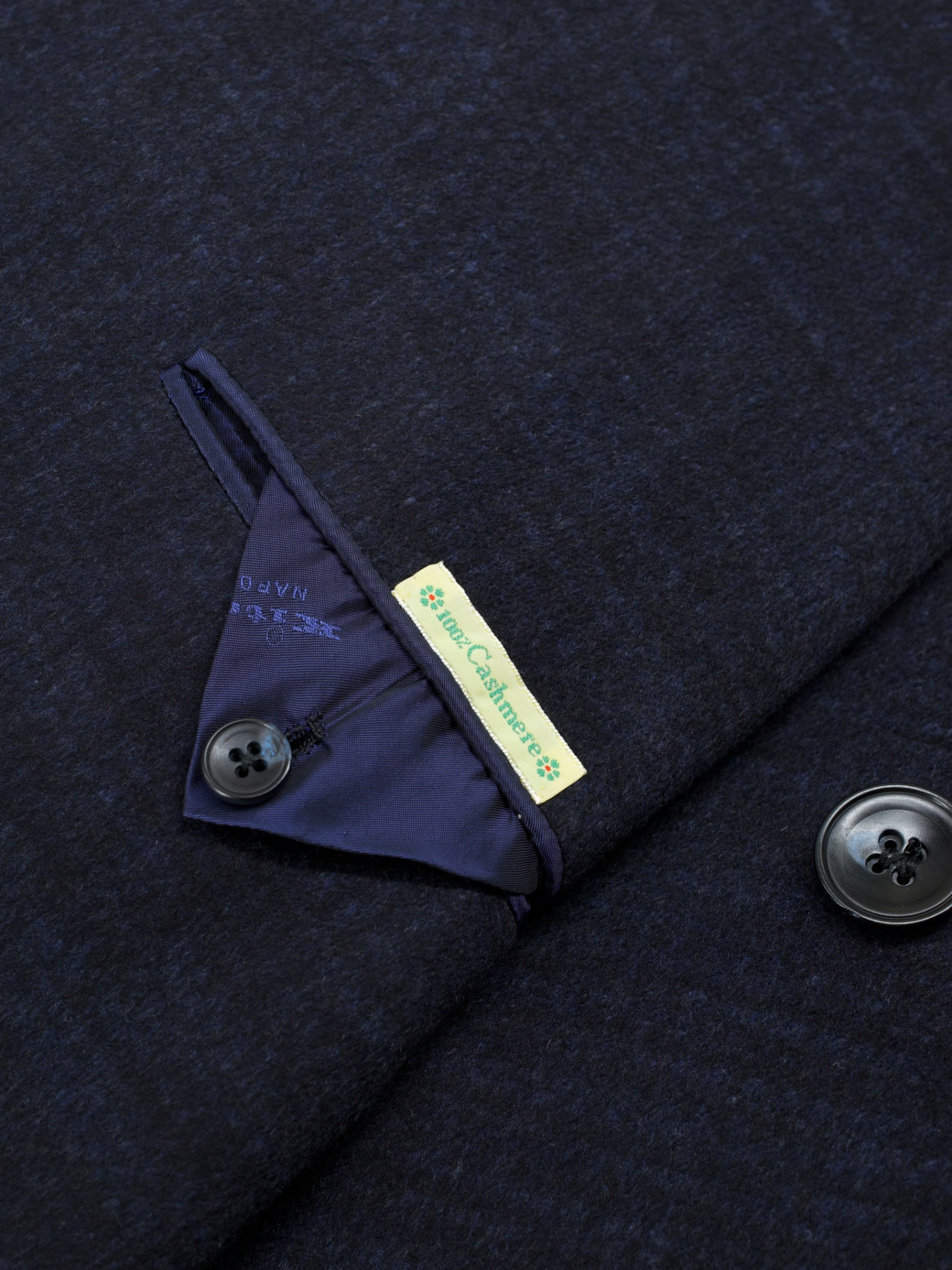 Kiton Navy Pure Cashmere Double-Breasted Shadow-Check Overcoat