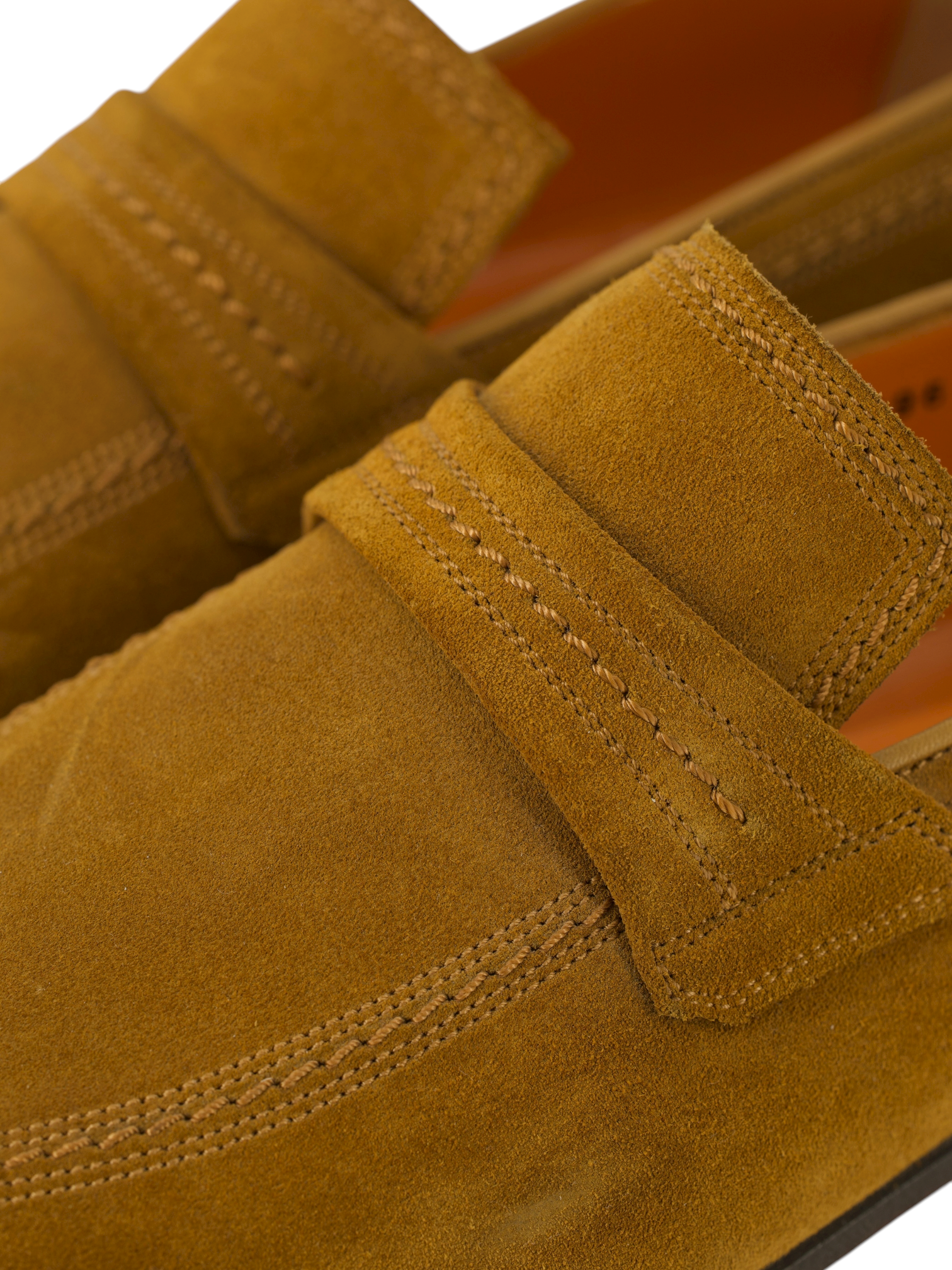 Santoni Caramel Brown Handgrade Suede Strap Loafer