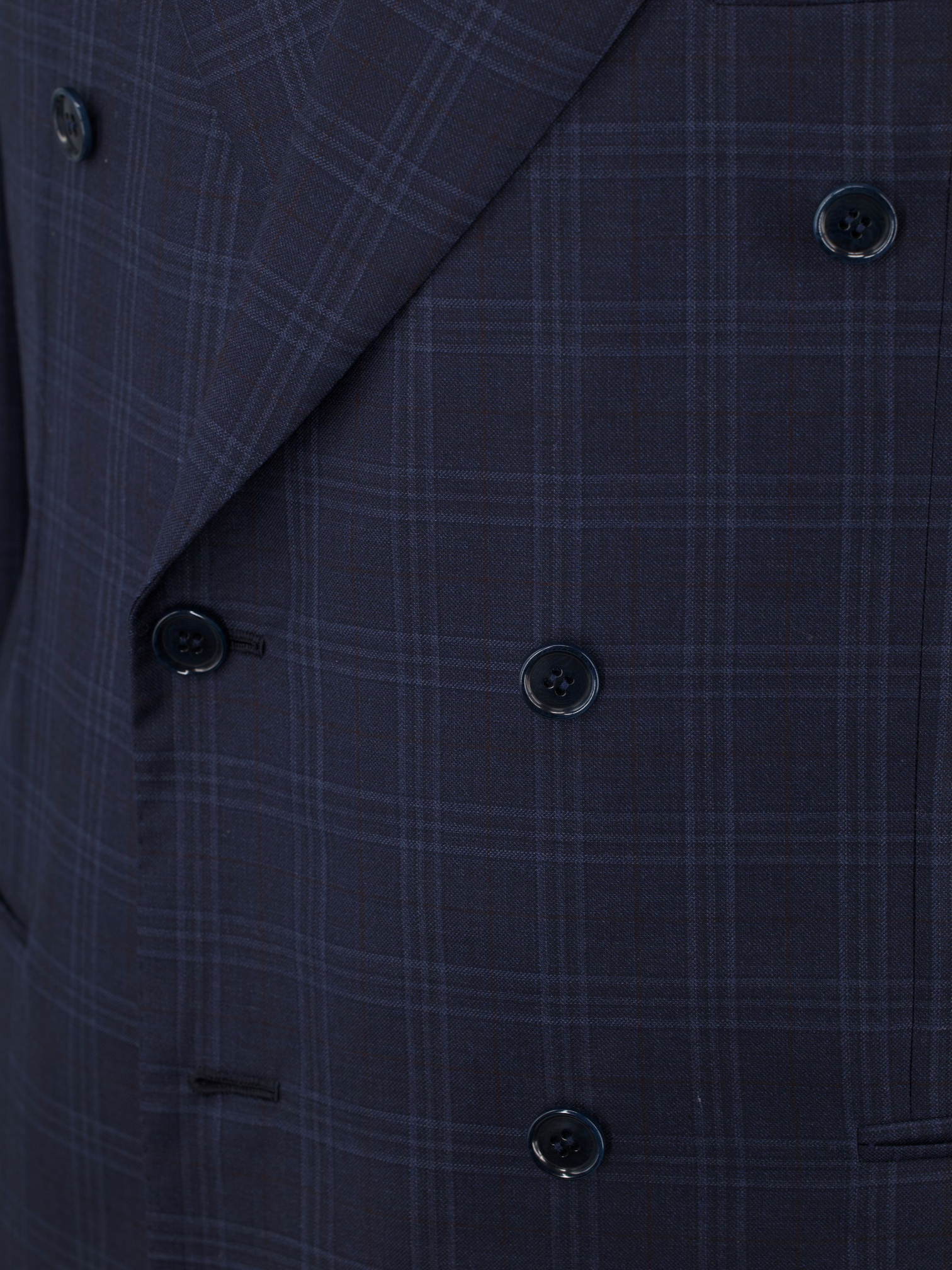 Cifonelli Dark Blue Fine-Wool Double Breasted Checkered Jacket