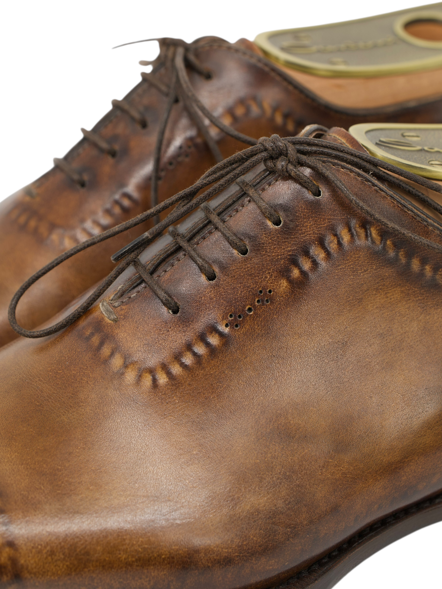 Santoni Brown Calfleather Handmade Oxford Shoes
