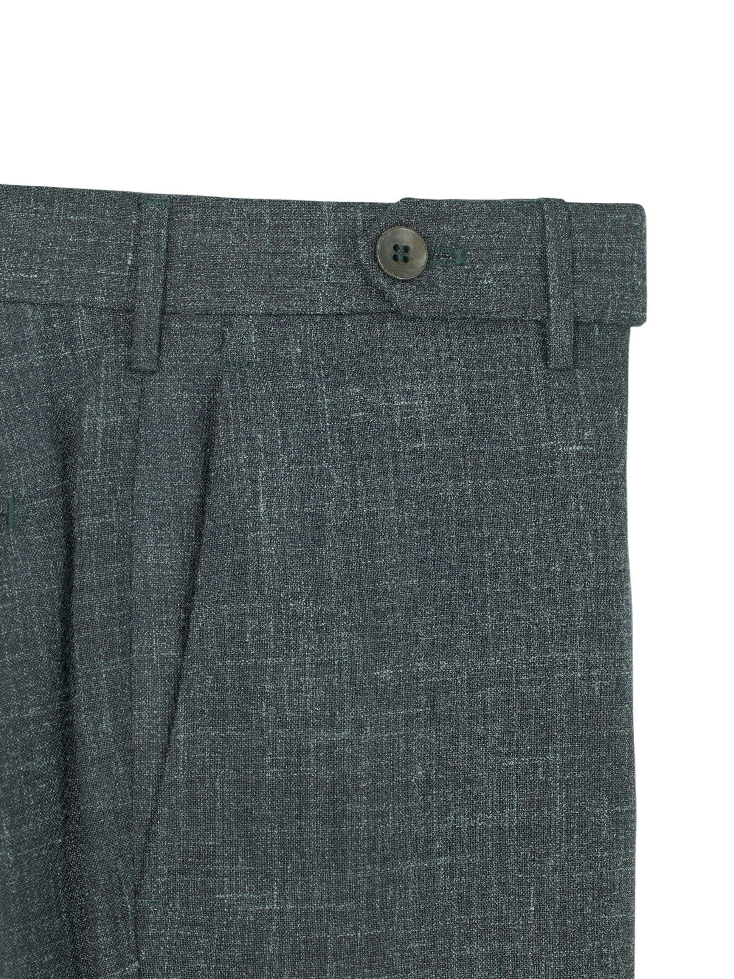 Rota Dark Sage-Green Wool, Silk & Linen Mélange Summer Trousers