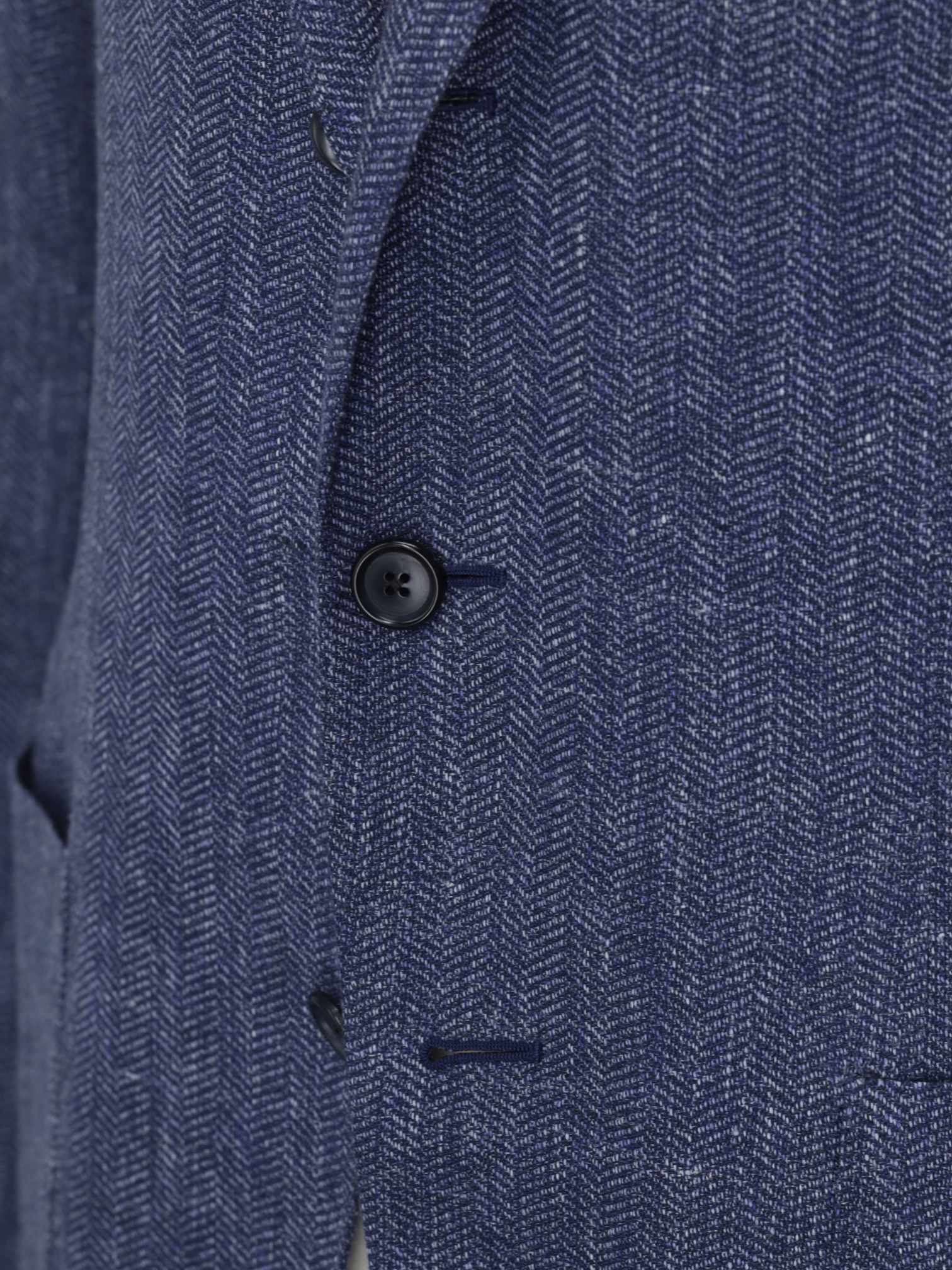 Caruso Denim Blue Linen & Cotton Herringbone Aida Jacket