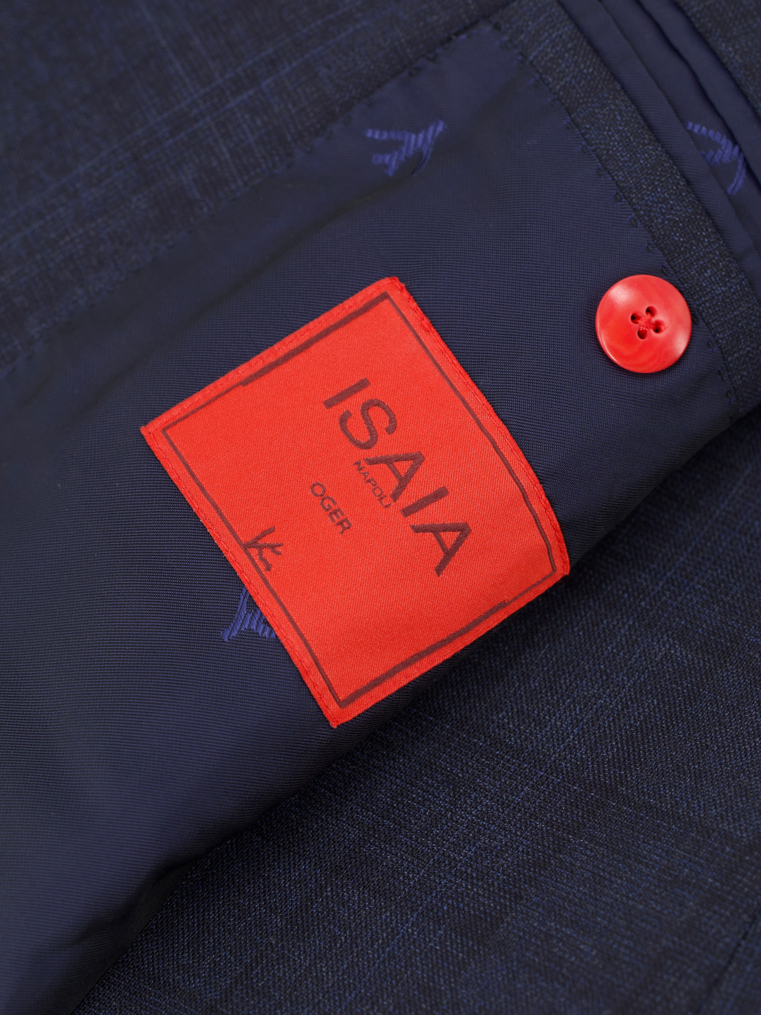 Isaia Dark Blue Fine-Wool Shadow Check “Amalfi” Suit