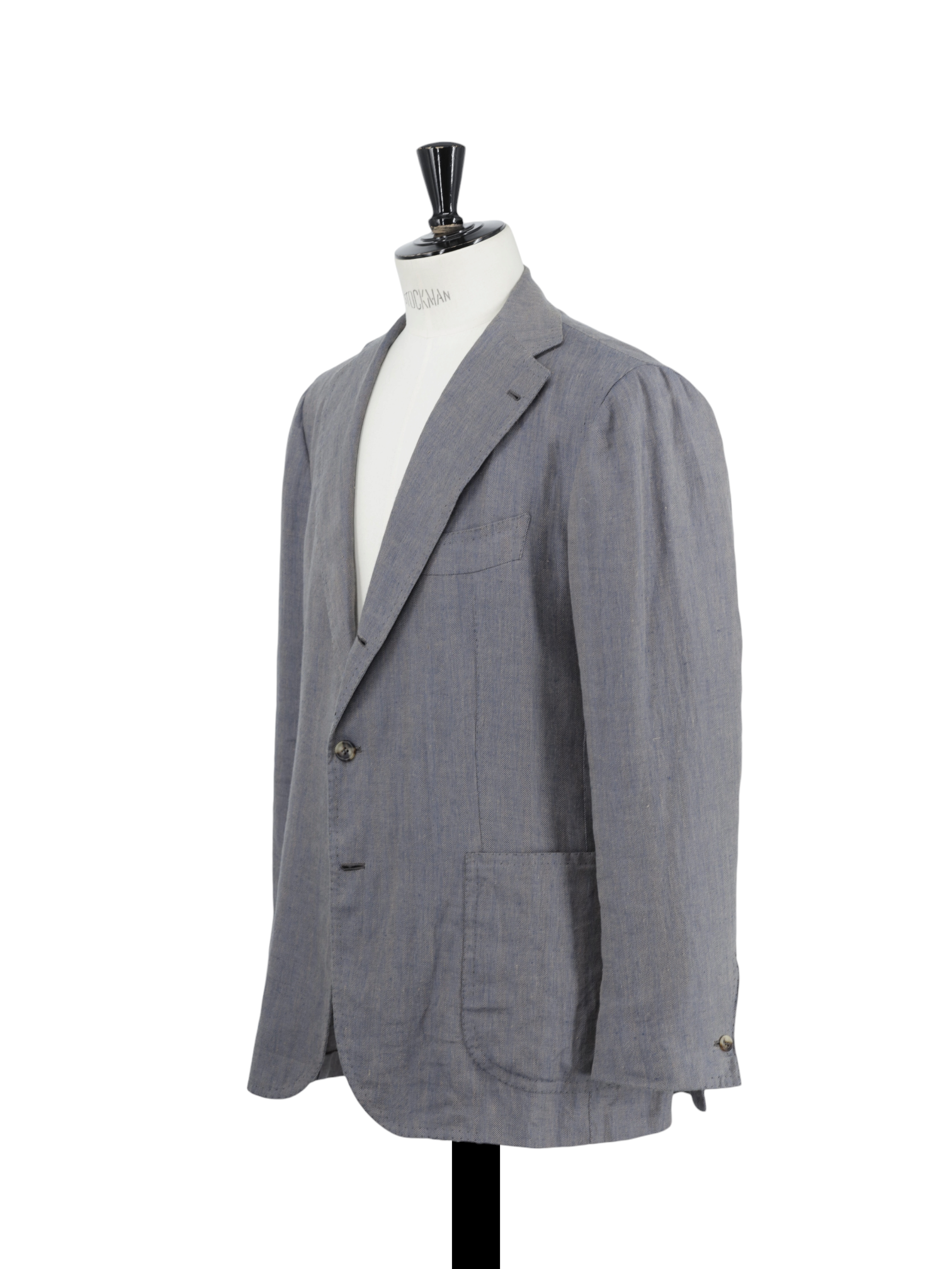 Orazio Luciano Blue & Brown Linen Herringbone Sartorial Jacket