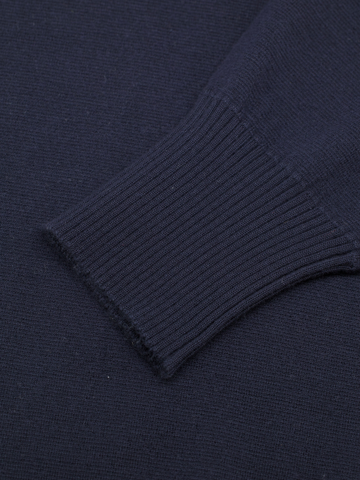 Loro Piana Navy Wish® Wool Jersey Buttonless Long-Sleeve Polo