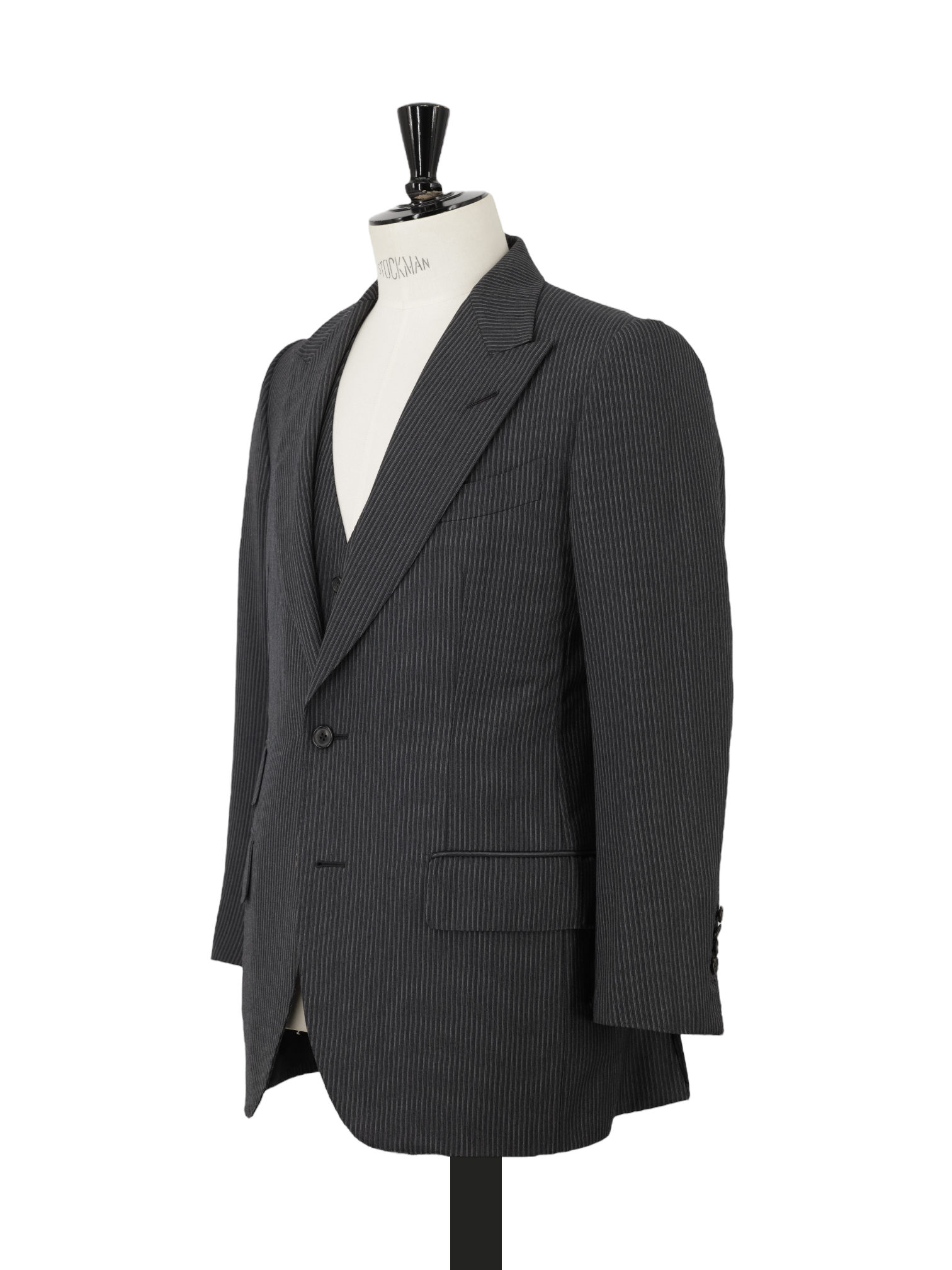 Tom Ford Dark Grey 3-Piece Wool Pinstripe Windsor Suit