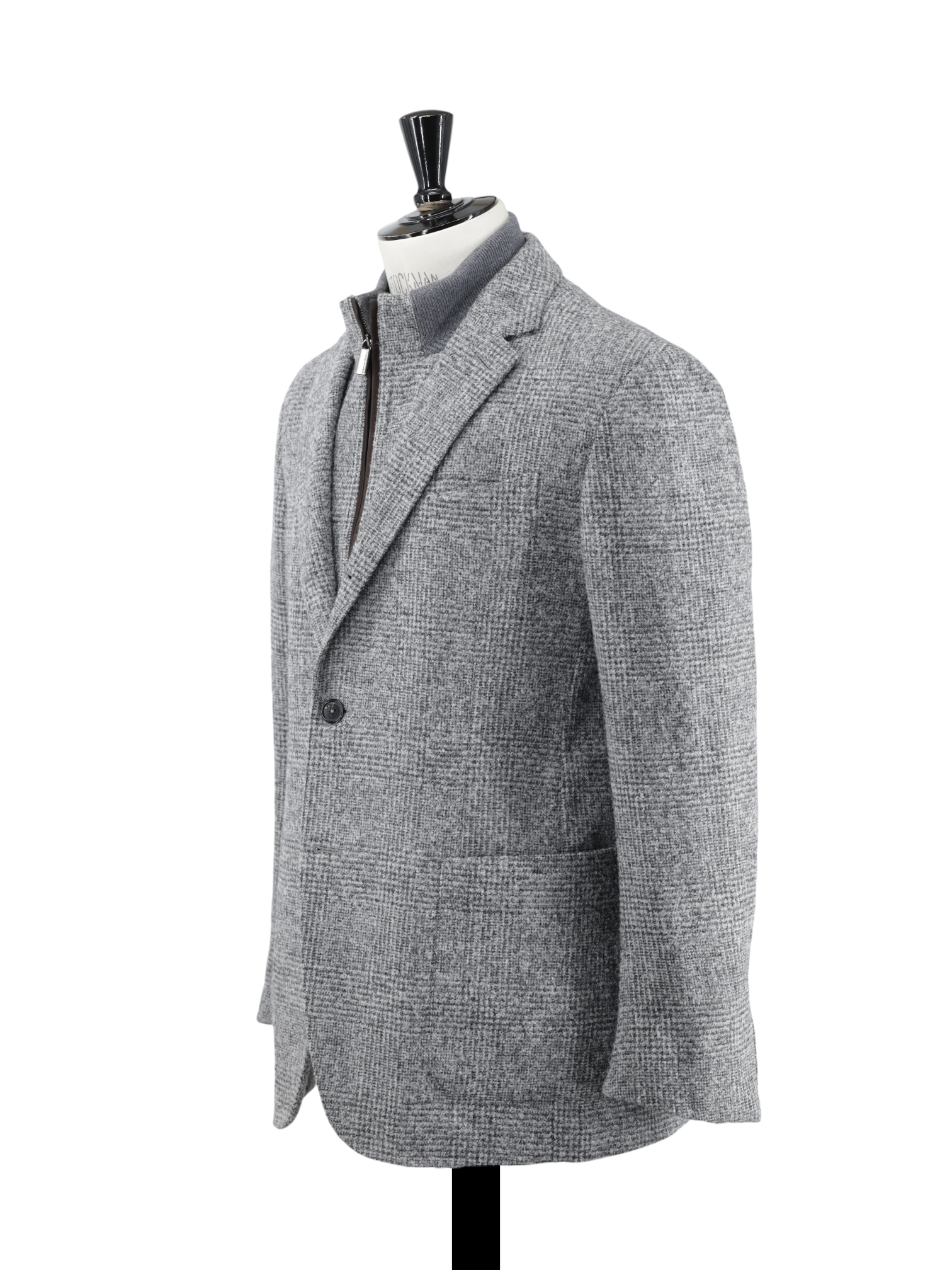 Ermenegildo Zegna Grey Alpaca, Wool, Stretch & Cashmere Checkered Vespa-Jacket