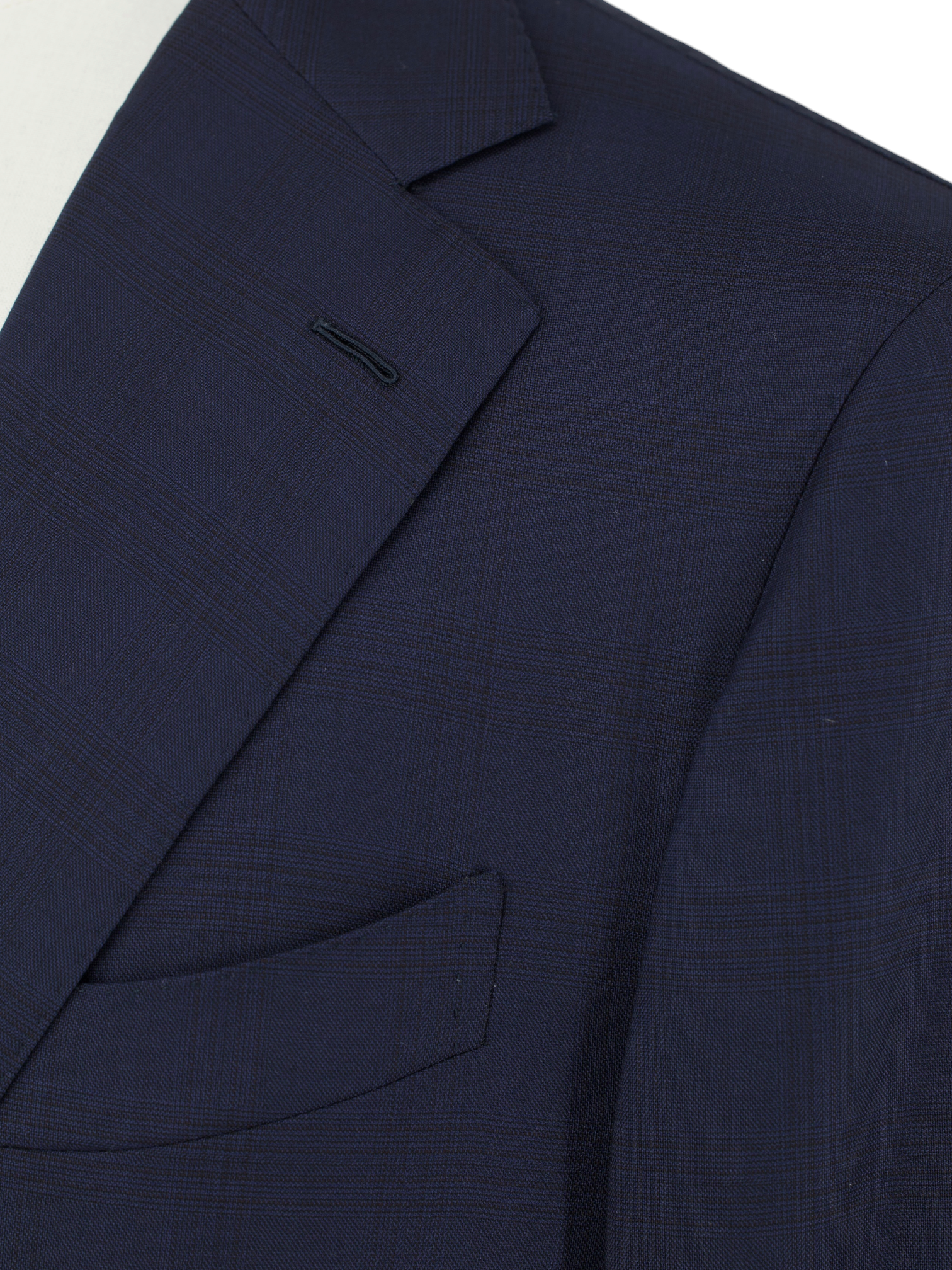 Caruso Dark Blue Fine-Wool Checkered Aida Suit
