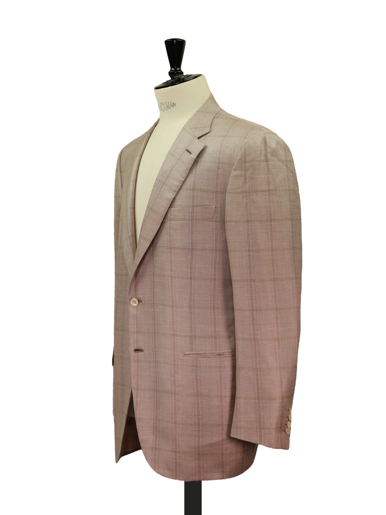 Brioni Dusty Rose Cashmere, Silk & Linen Windowpane "Chigi" Jacket