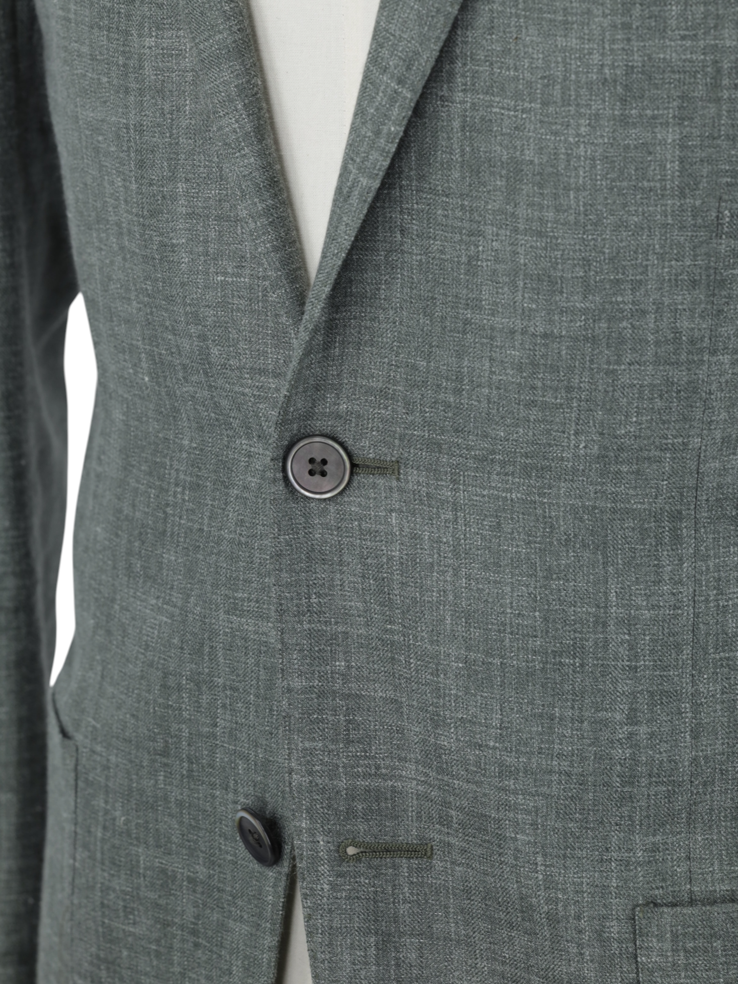 Corneliani Sage Green Wool, Silk & Linen Melange Jacket