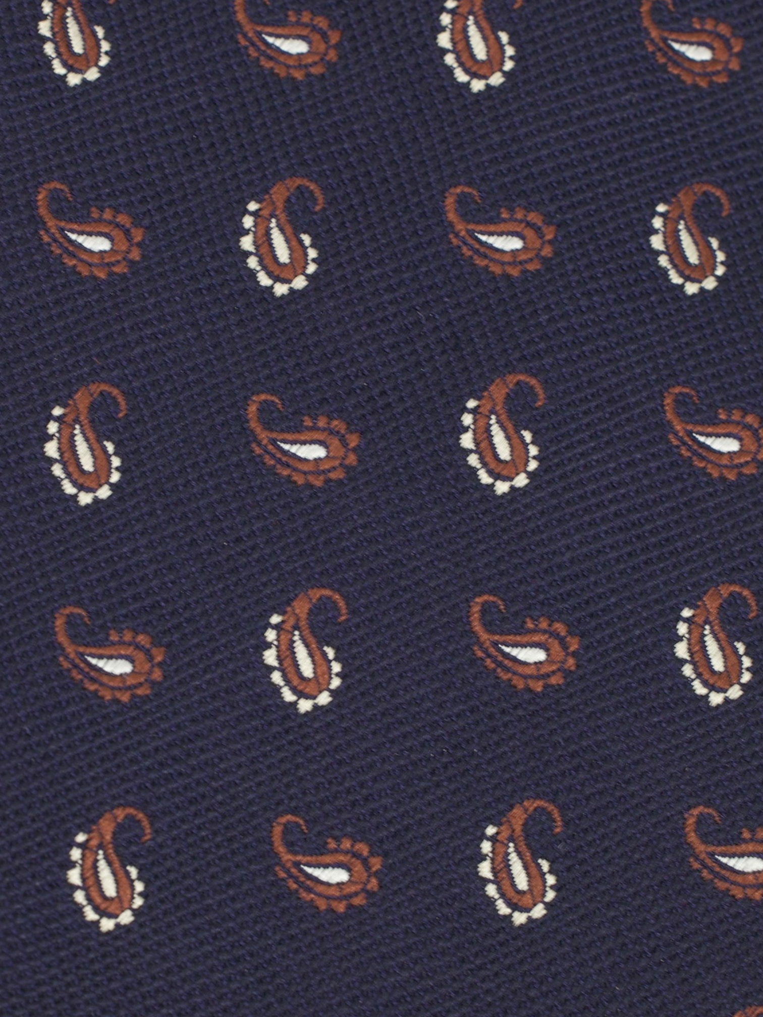 Cesare Attolini Navy & Brown Silk Paisley Tie